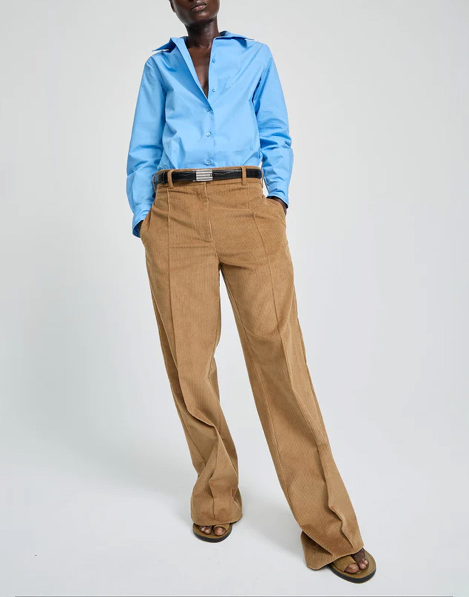 LAURENCE BRAS Chiara Camicia Oversize in Cotone Azzurra