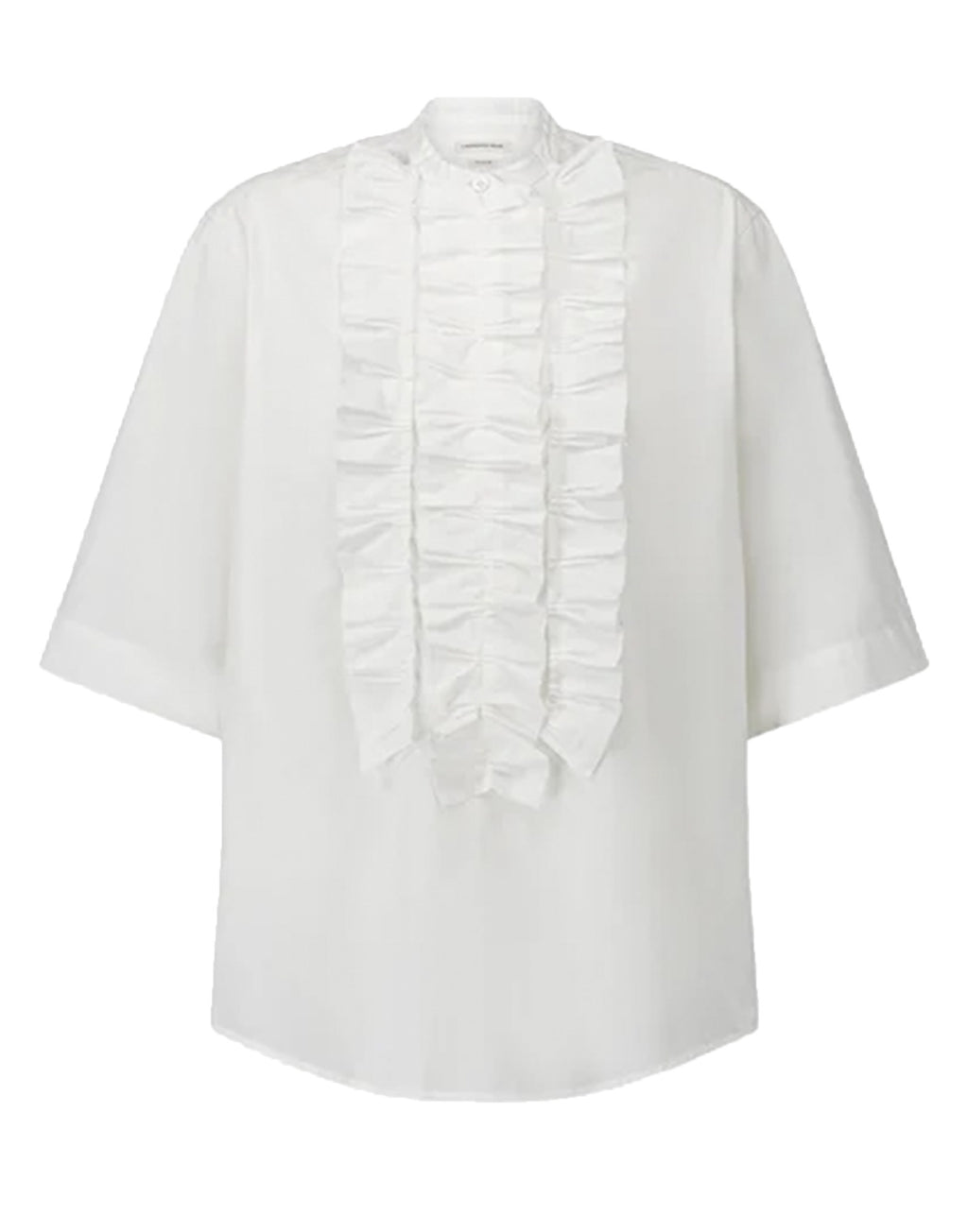 LAURENCE BRAS Blusa con Rouches in Cotone Bianco