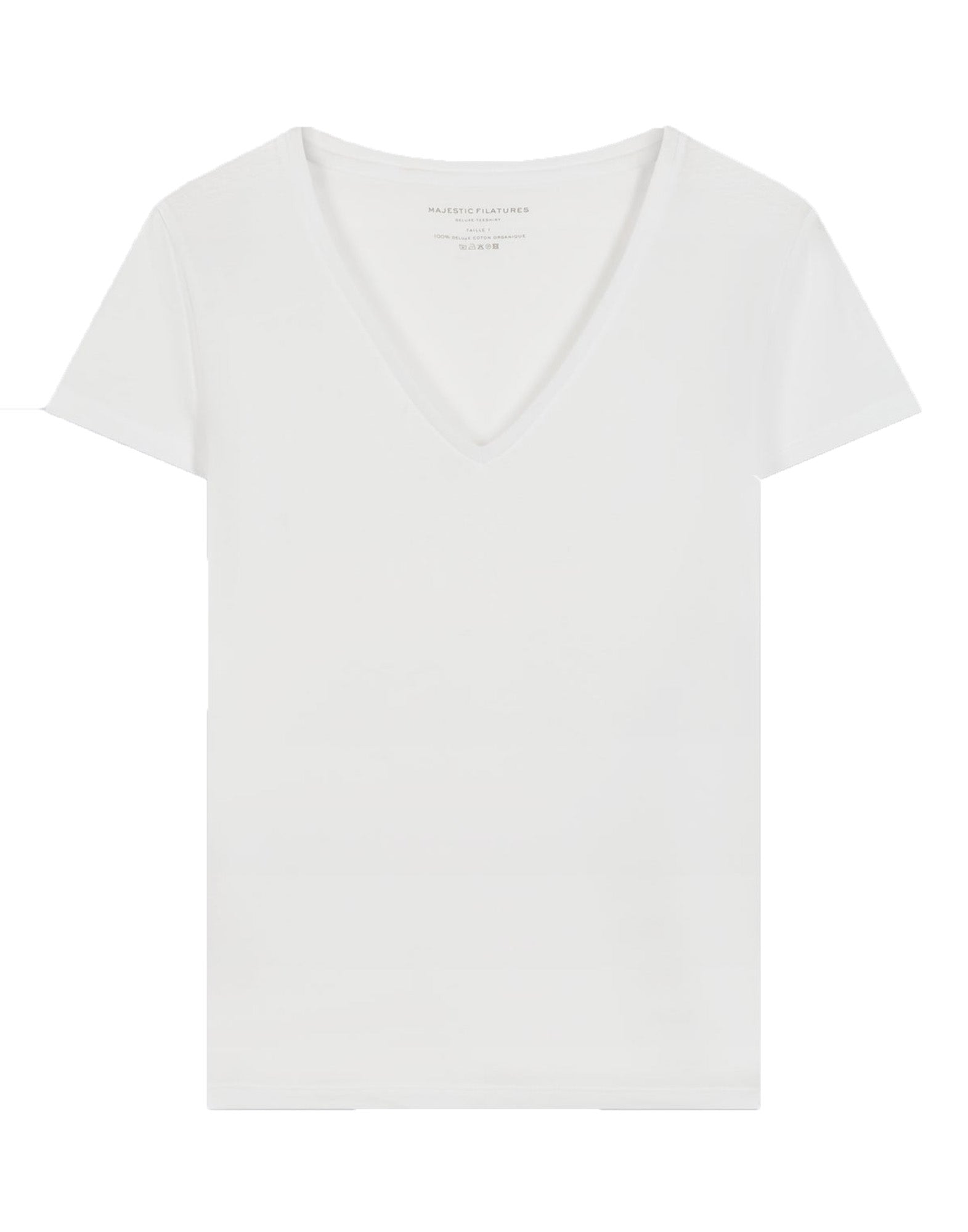 MAJESTIC FILATURES T-Shirt Scollo a V in Cotone Deluxe Bianca