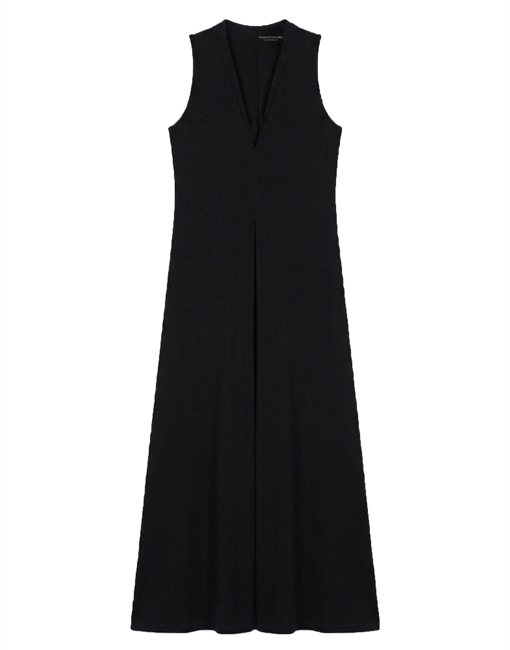 MAJESTIC FILATURES Abito Nero in Cotone Supima con Scollo a V