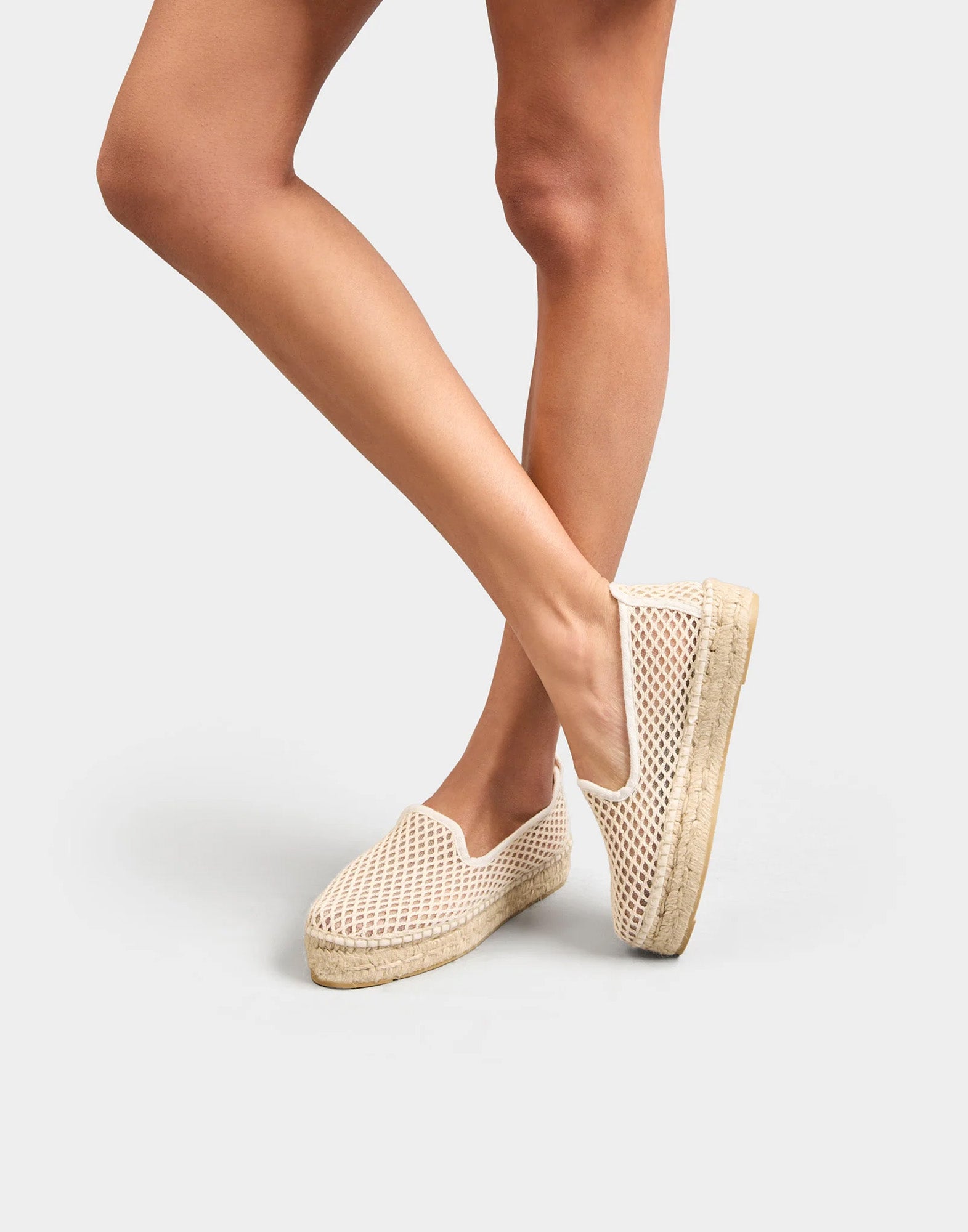 MANEBI Espadrillas in Rete di Cotone con Suola in Juta