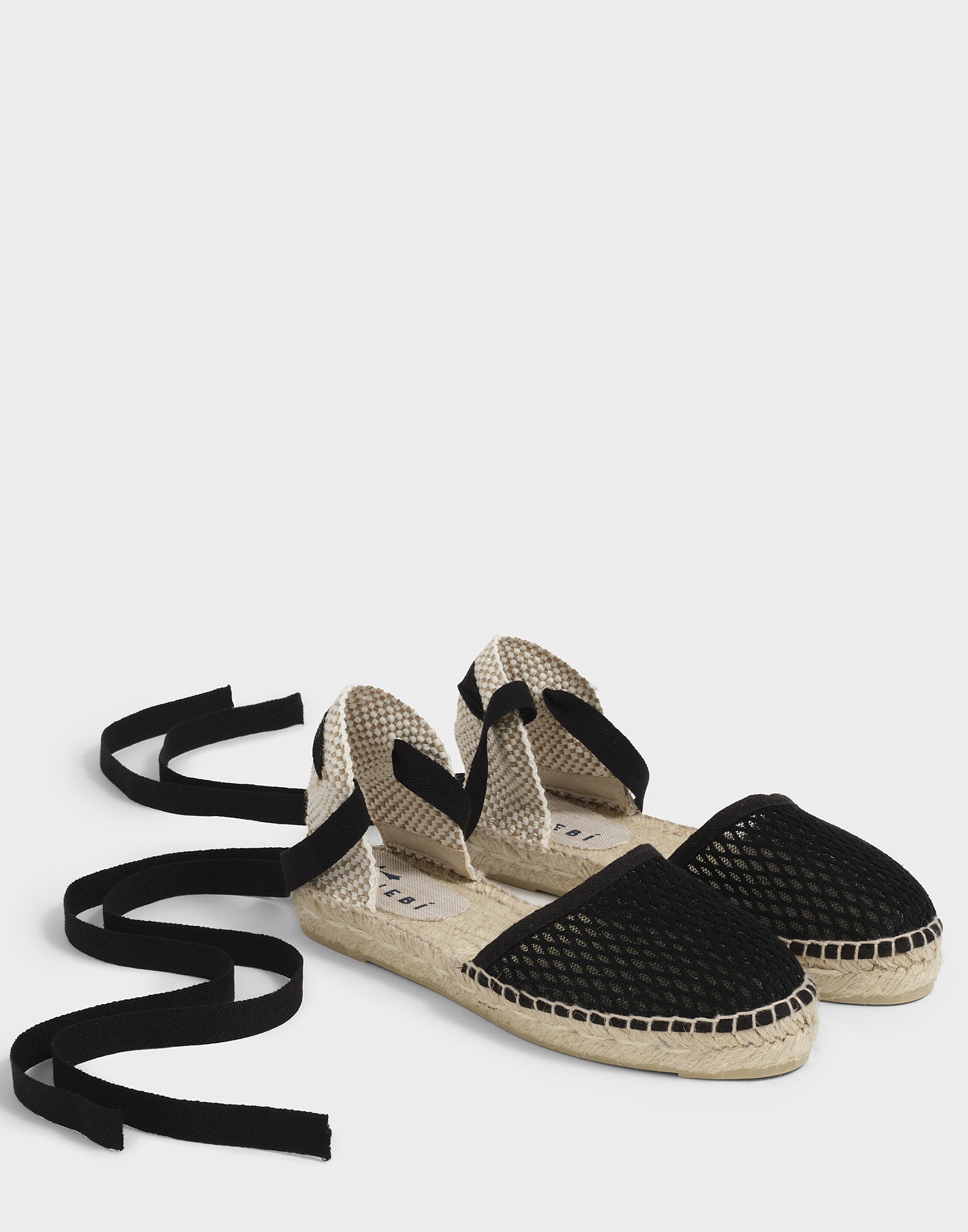 MANEBI Espadrillas Flat Valenciana in Corda Black
