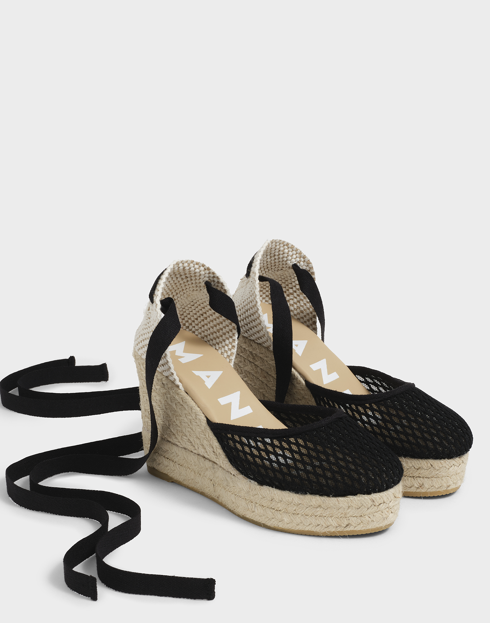MANEBI Espadrillas con Zeppa in Corda Black