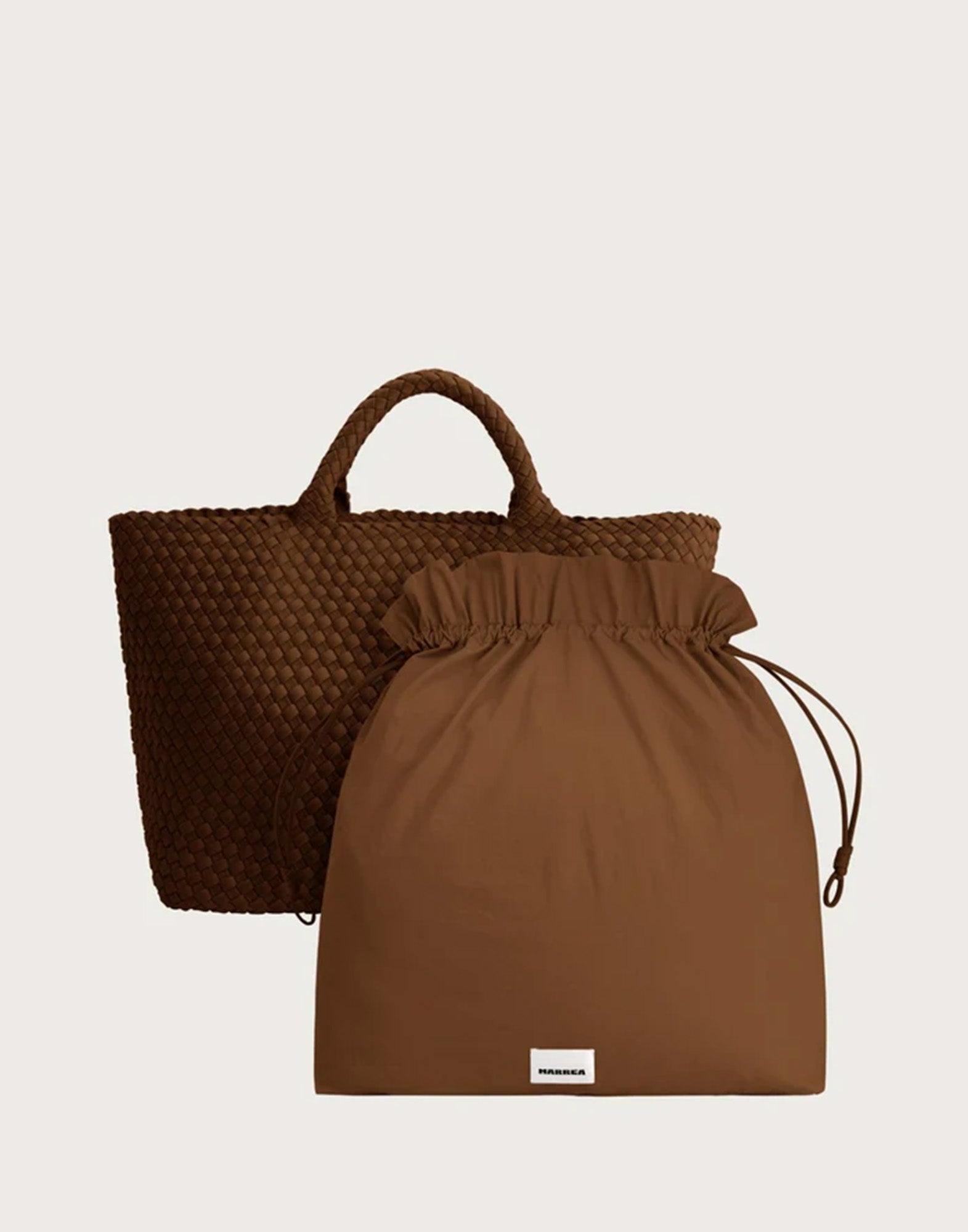 MARREA Shopping Large in Neoprene Intrecciato Caramel Caffè