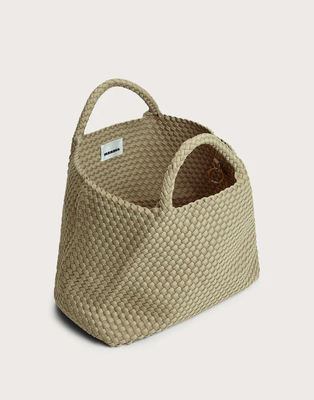 MARREA Shopping Large in Neoprene Intrecciato Oyster Grey
