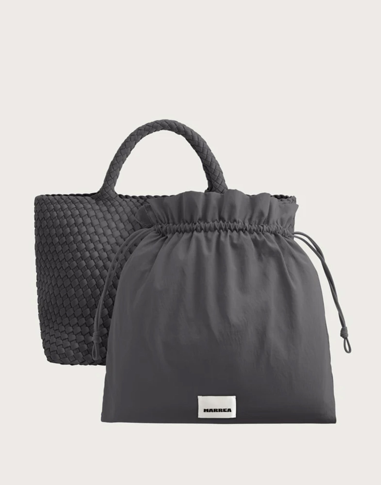 MARREA Shopping Media in Neoprene Intrecciato Slate Grey