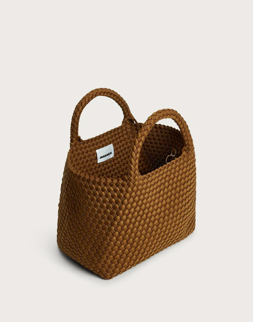 MARREA Shopping Media in Neoprene Intrecciato Caramel Caffè