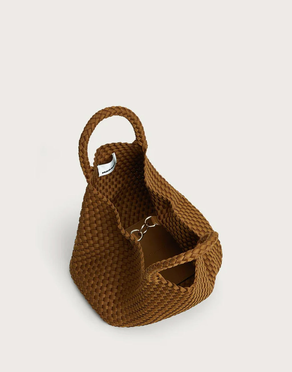 MARREA Shopping Media in Neoprene Intrecciato Caramel Caffè