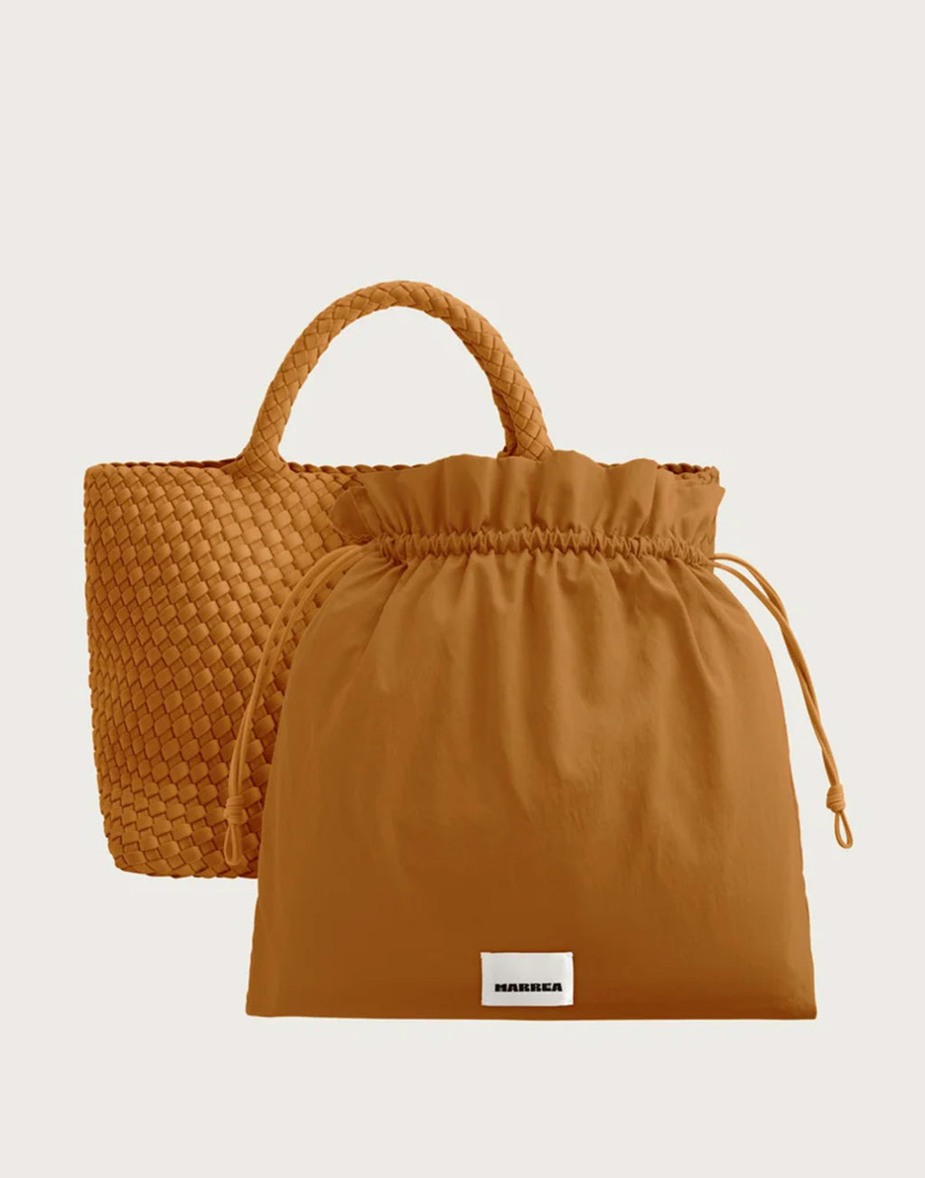 MARREA Shopping Marrea Media in Neoprene Intrecciato Golden Orange