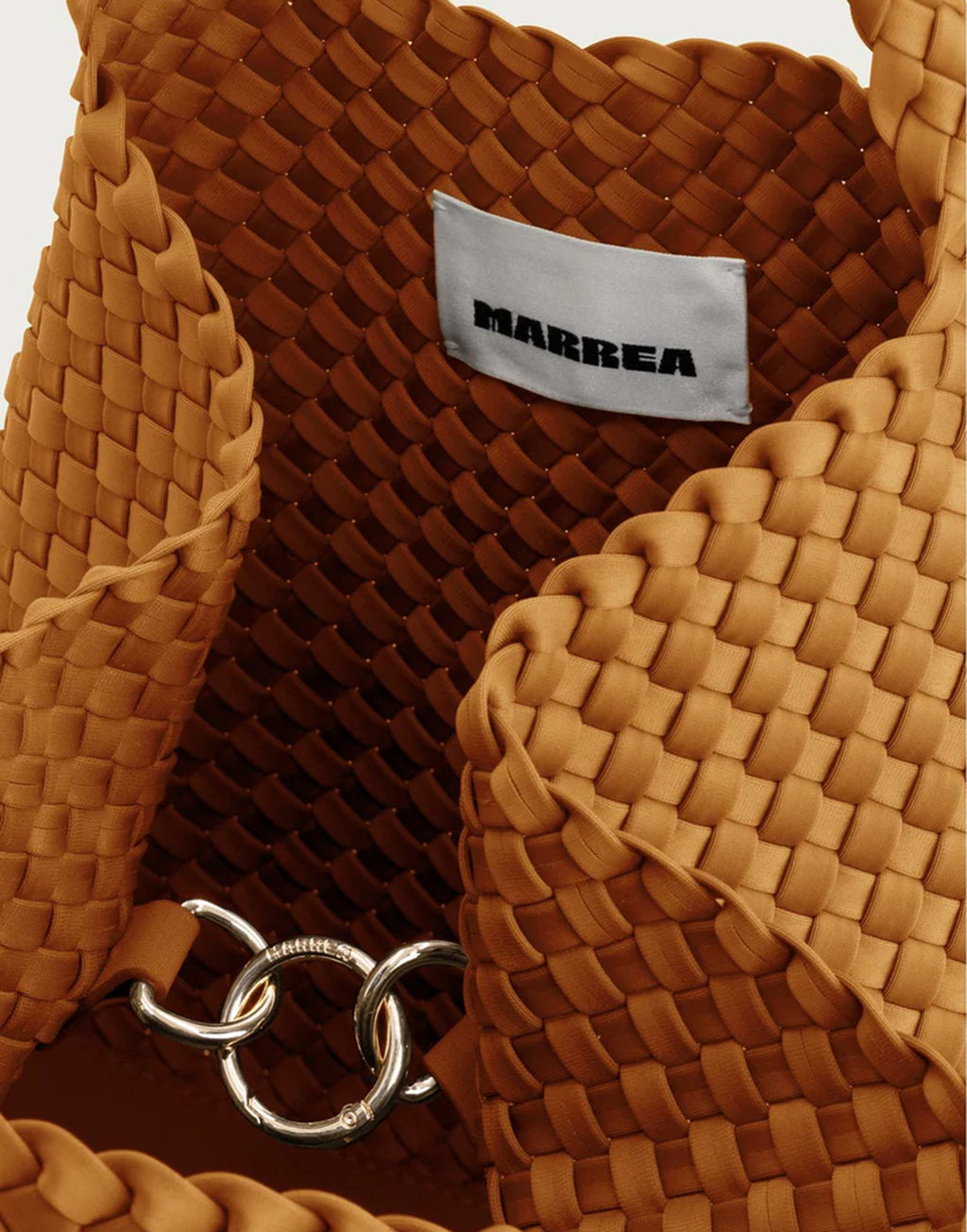 MARREA Shopping Marrea Media in Neoprene Intrecciato Golden Orange