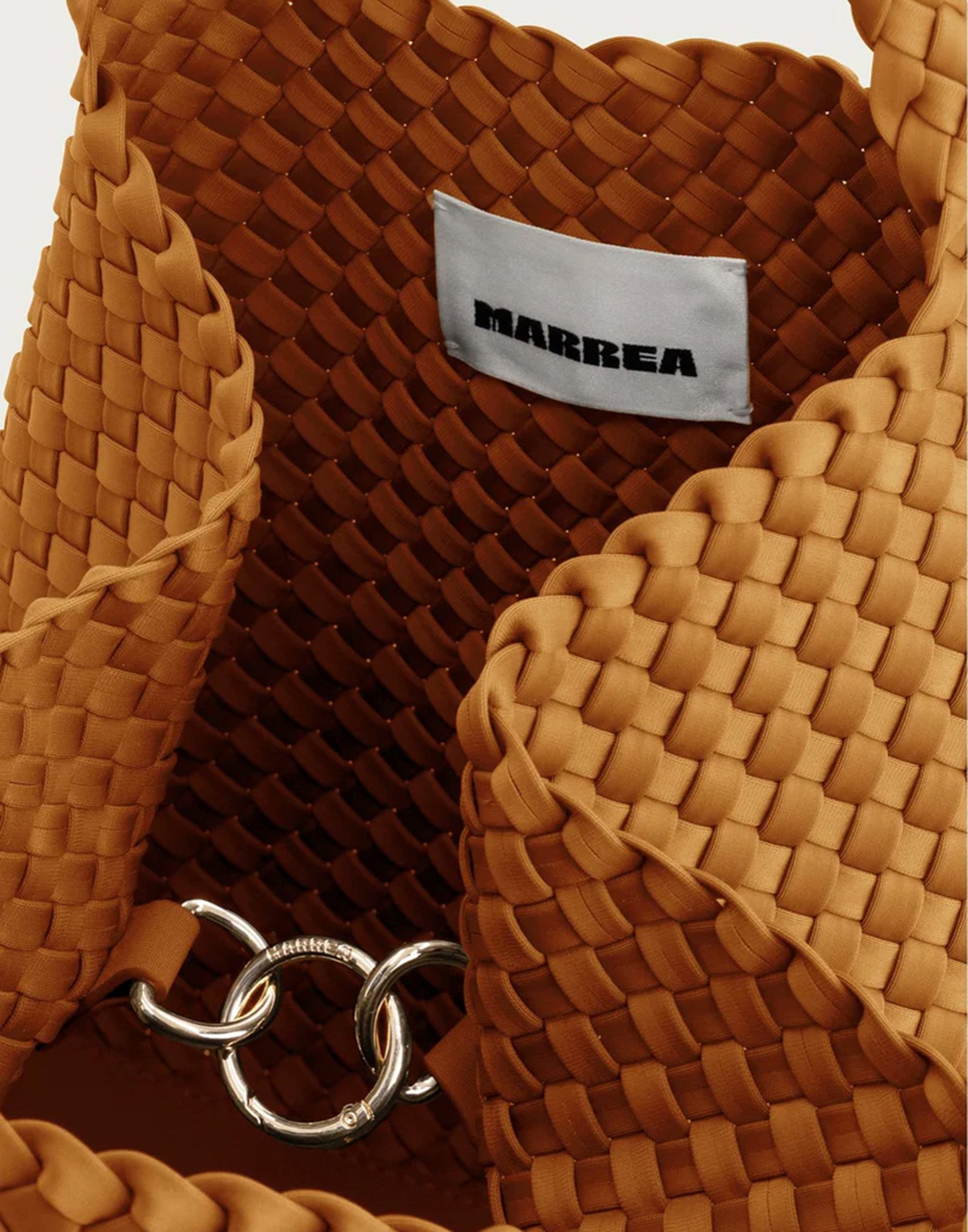 MARREA Shopping Marrea Media in Neoprene Intrecciato Golden Orange
