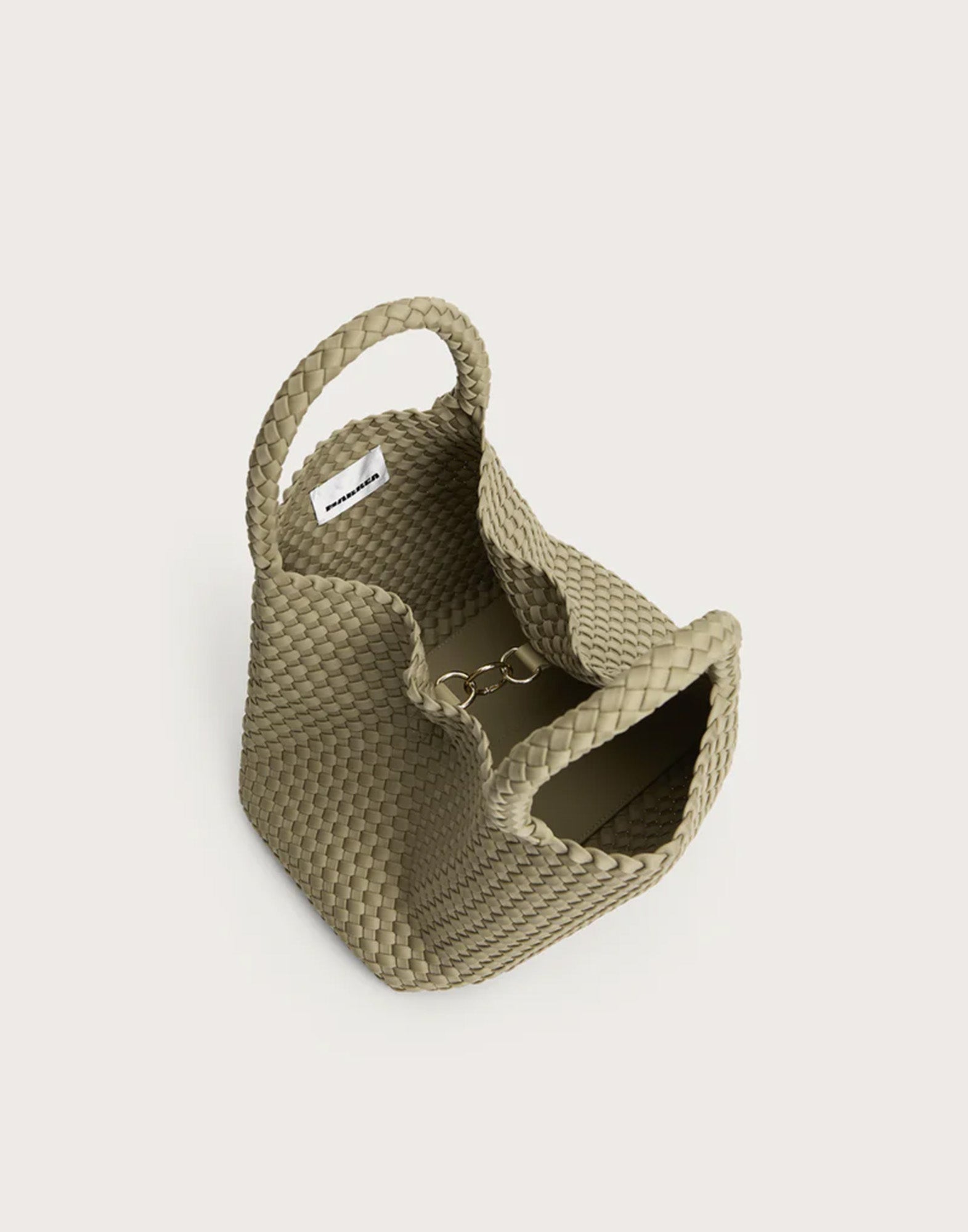 MARREA Shopping Media in Neoprene Intrecciato Oyster Grey