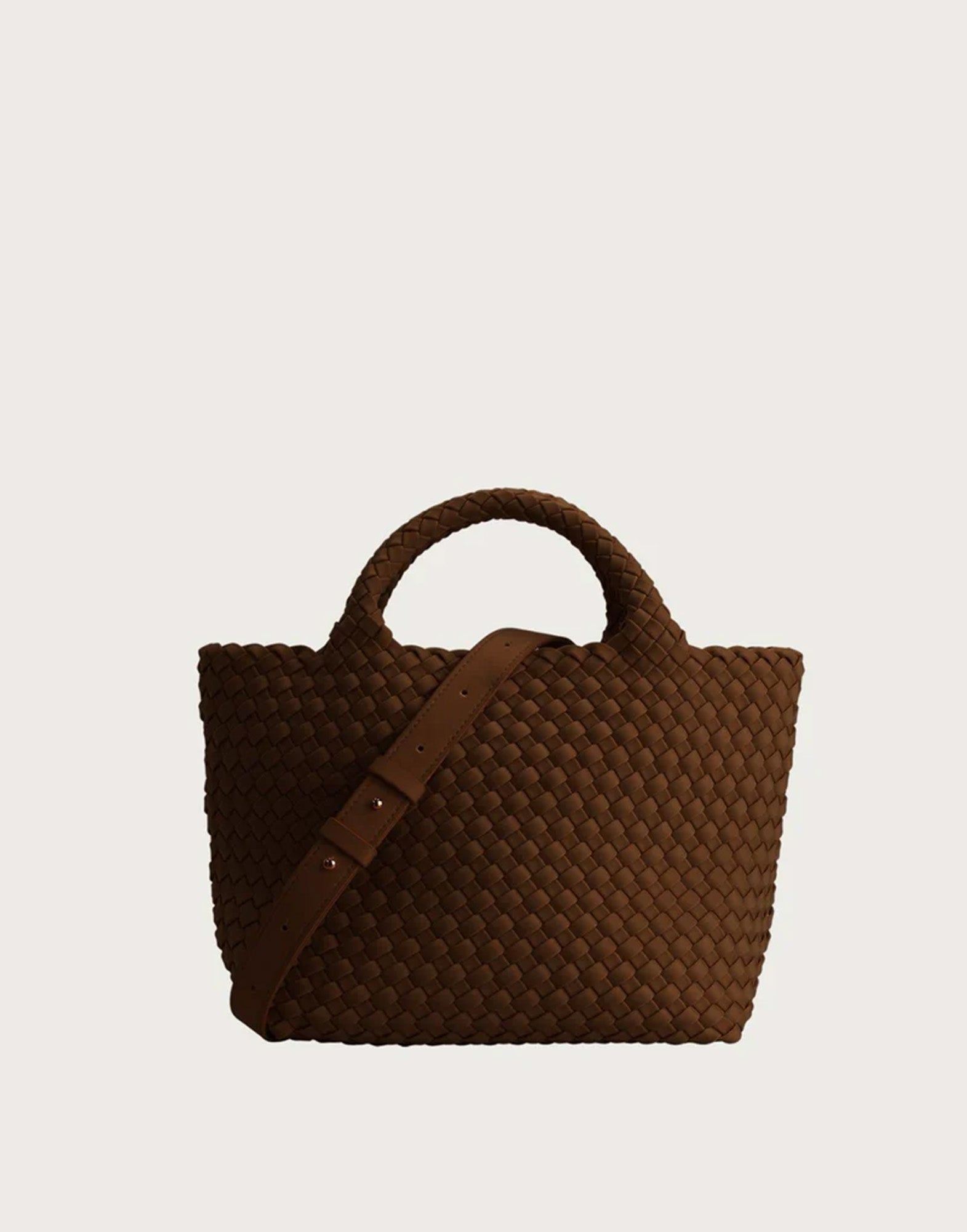 MARREA Shopping Midi in Neoprene Intrecciato Caramel Caffè