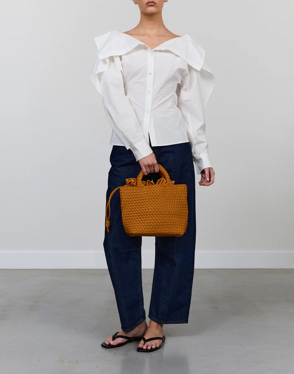 MARREA Shoppping Midi in Neoprene Intrecciato Golden Orange
