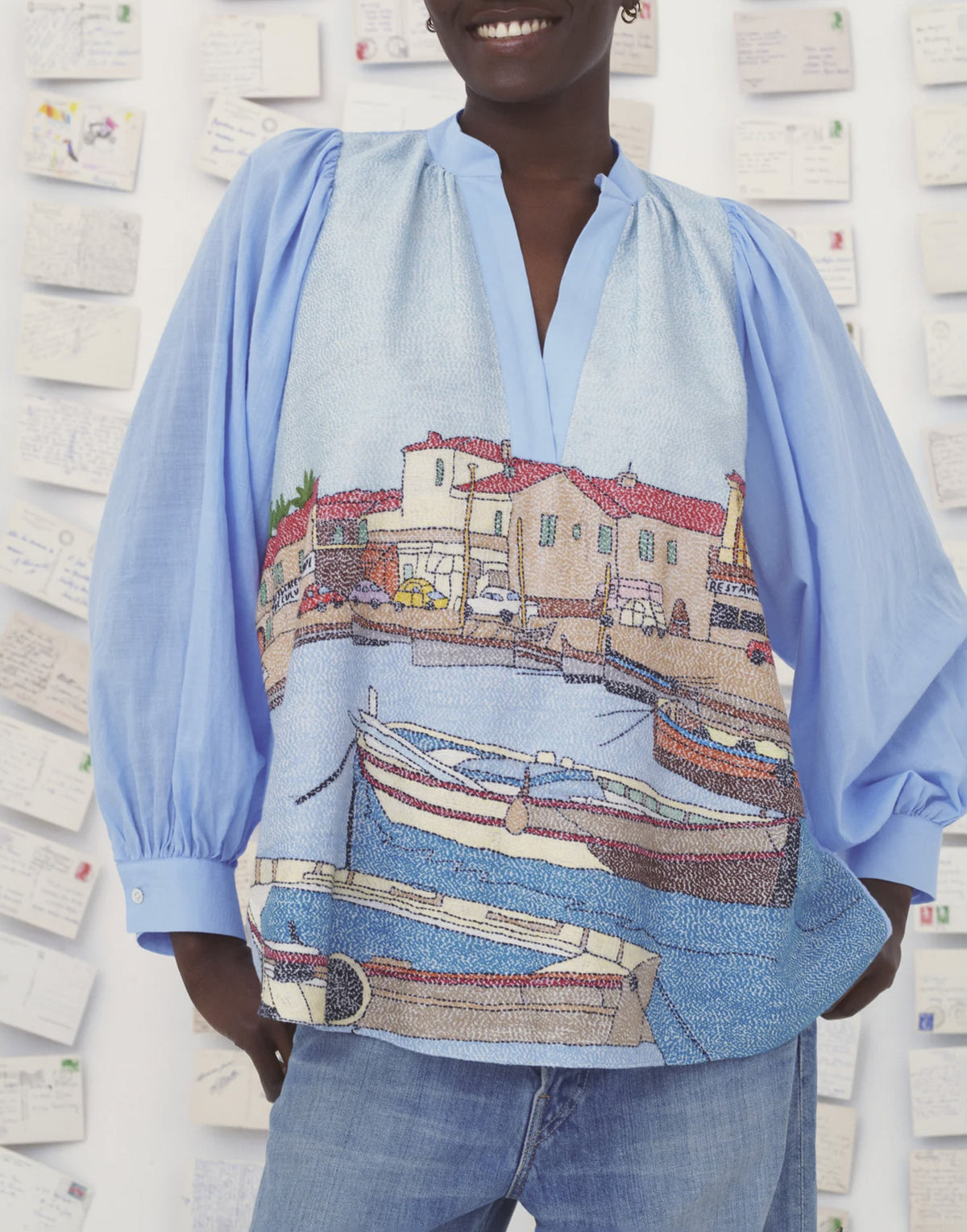 MII Claudie Blouse in Cotone con Ricamo Kantha