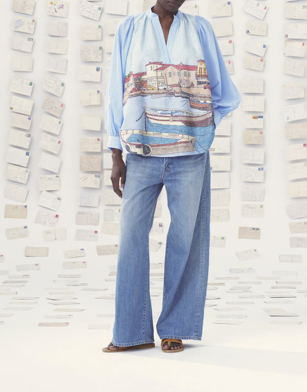 MII Claudie Blouse in Cotone con Ricamo Kantha
