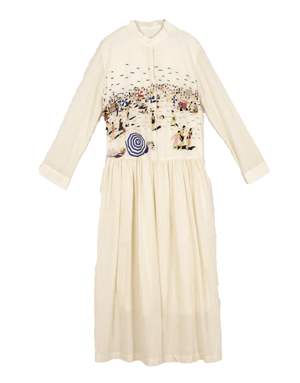 MII Tara Maxi Abito in Cotone Khadi con Ricamo