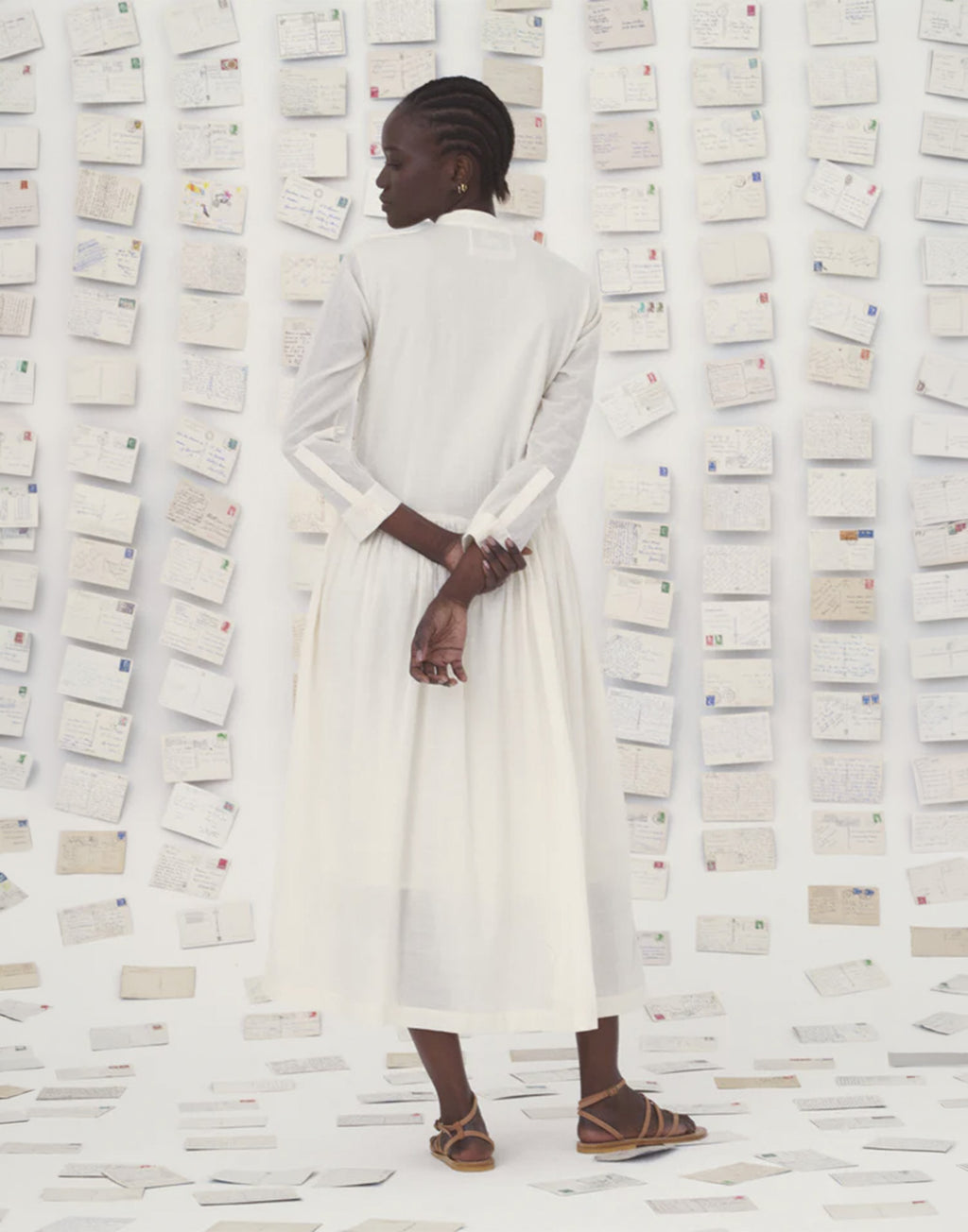 MII Tara Maxi Abito in Cotone Khadi con Ricamo