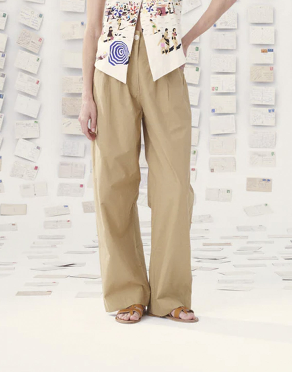 MII Miti Pantalon en Popeline de Coton Beige