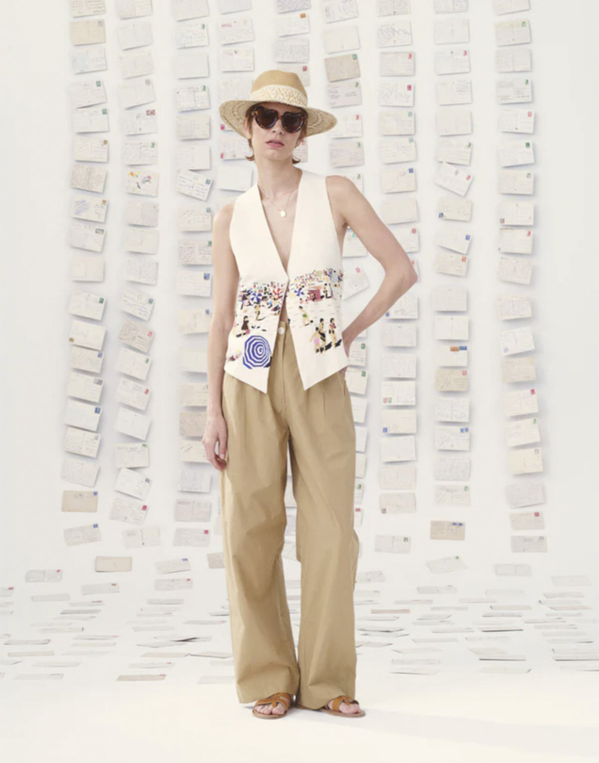 MII Miti Pantalon en Popeline de Coton Beige