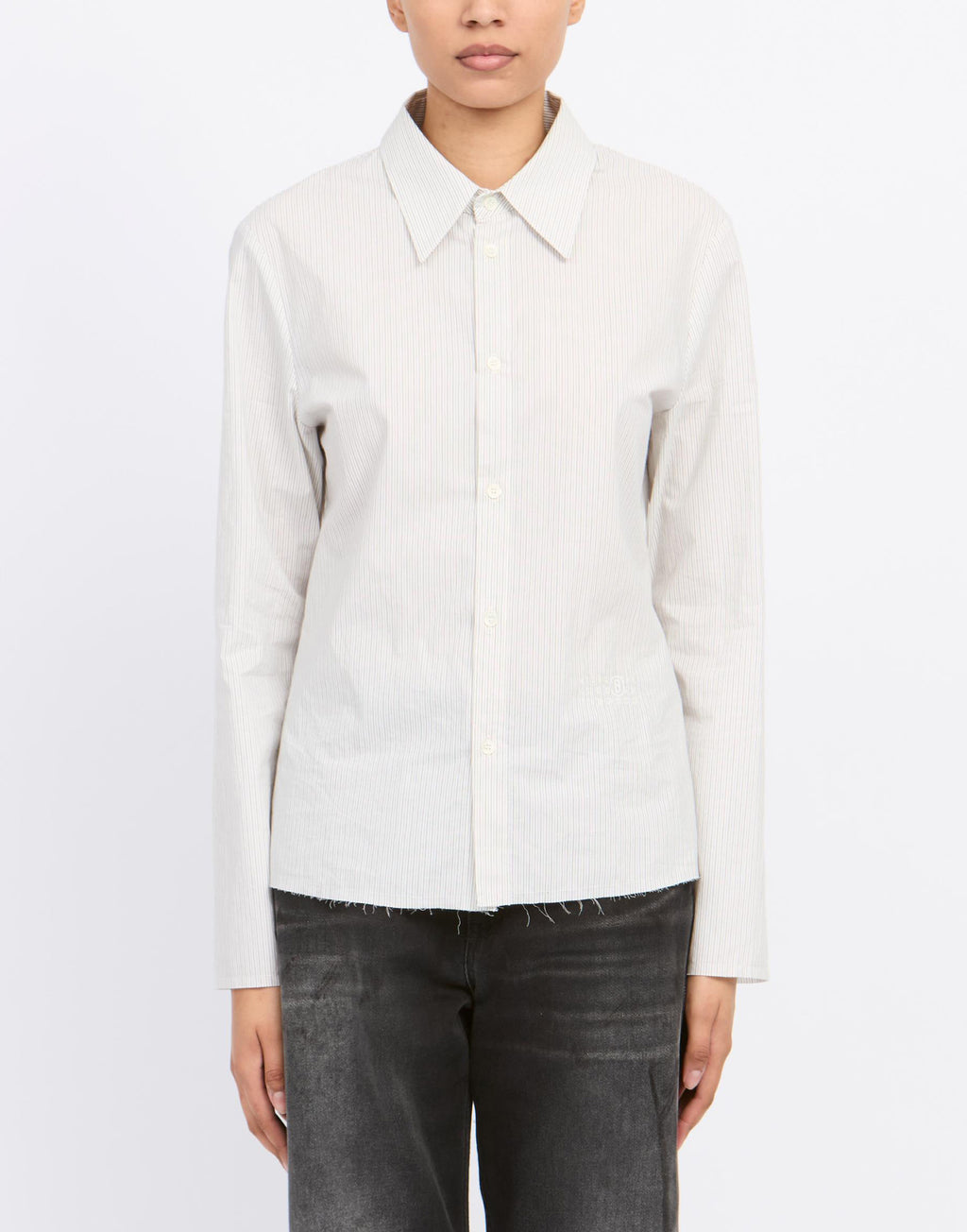 MM6 MAISON MARGIELA Camicia in Popeline Rigato Off White/Grey