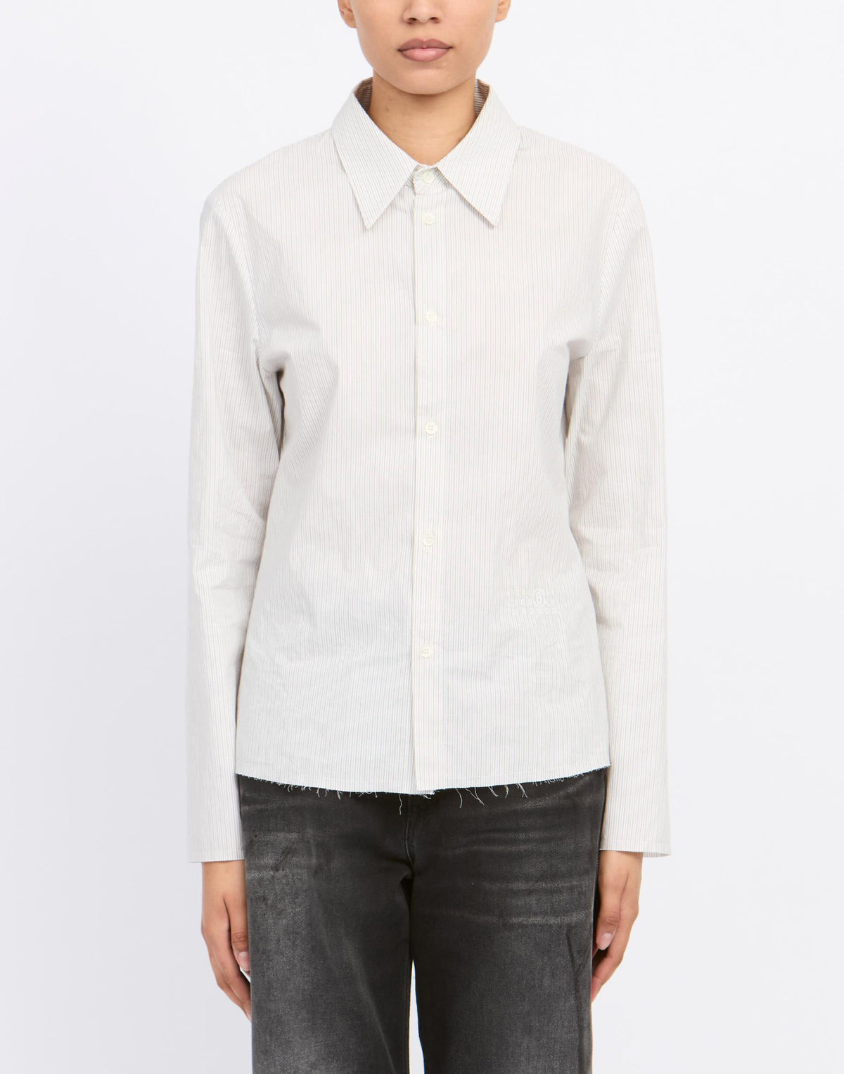 MM6 MAISON MARGIELA Chemise en popeline rayée blanc cassé/gris