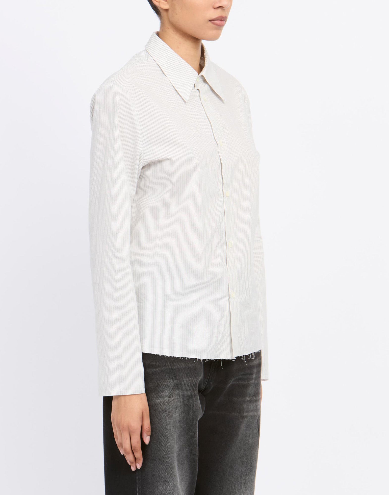 MM6 MAISON MARGIELA Camicia in Popeline Rigato Off White/Grey