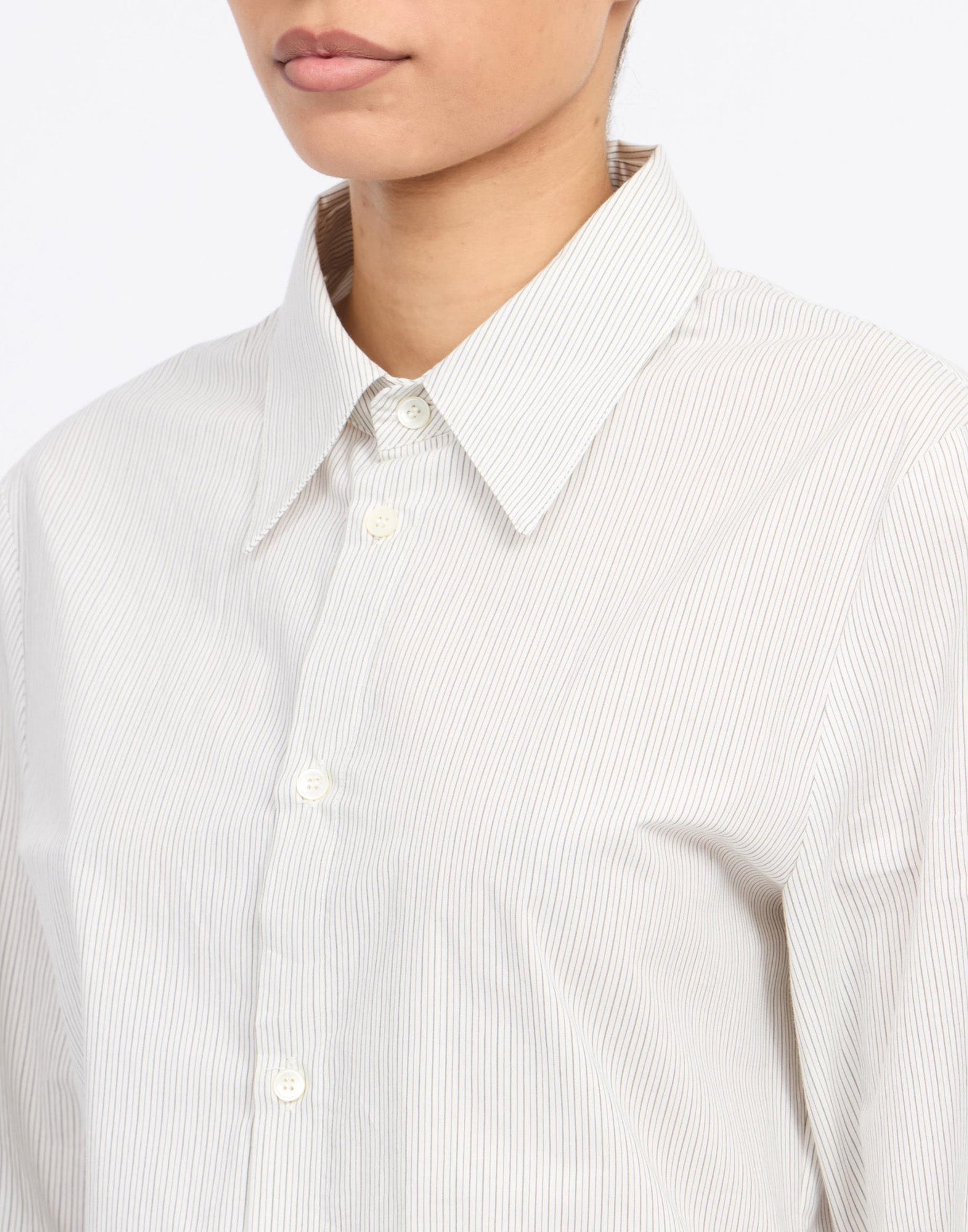 MM6 MAISON MARGIELA Camicia in Popeline Rigato Off White/Grey