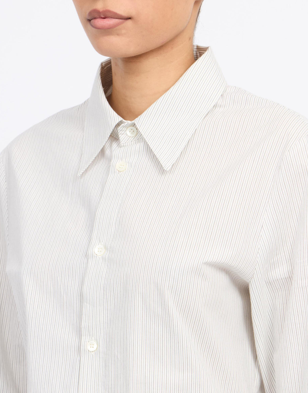 MM6 MAISON MARGIELA Chemise en popeline rayée blanc cassé/gris
