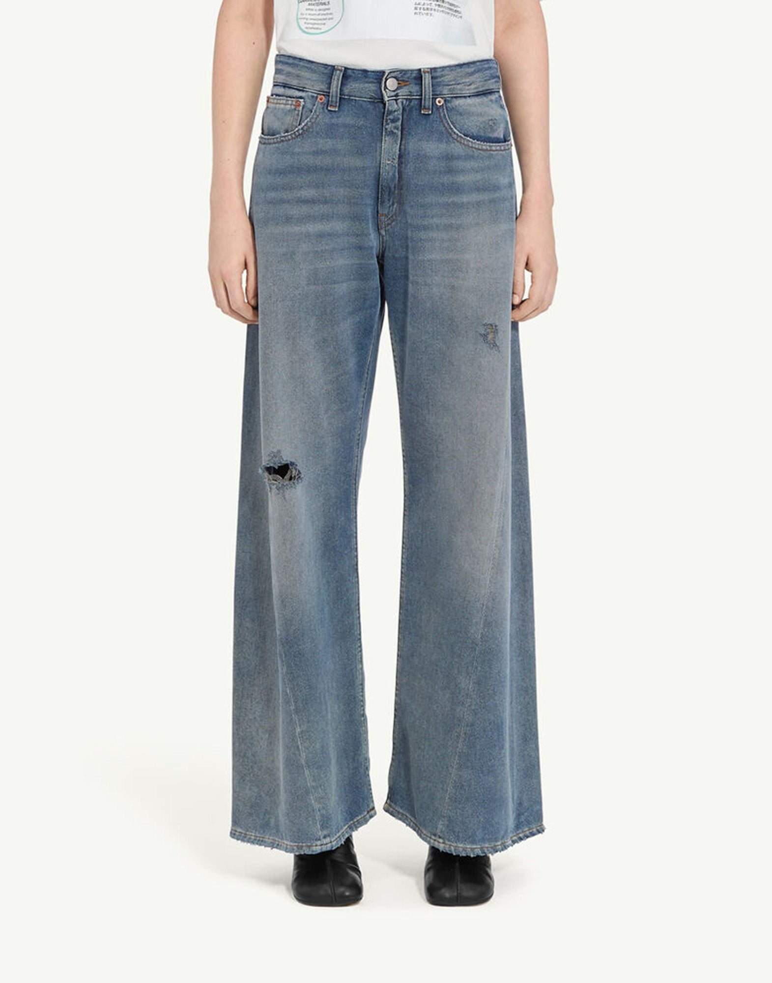 MM6 MAISON MARGIELA Jeans Wide Leg in Denim Blu