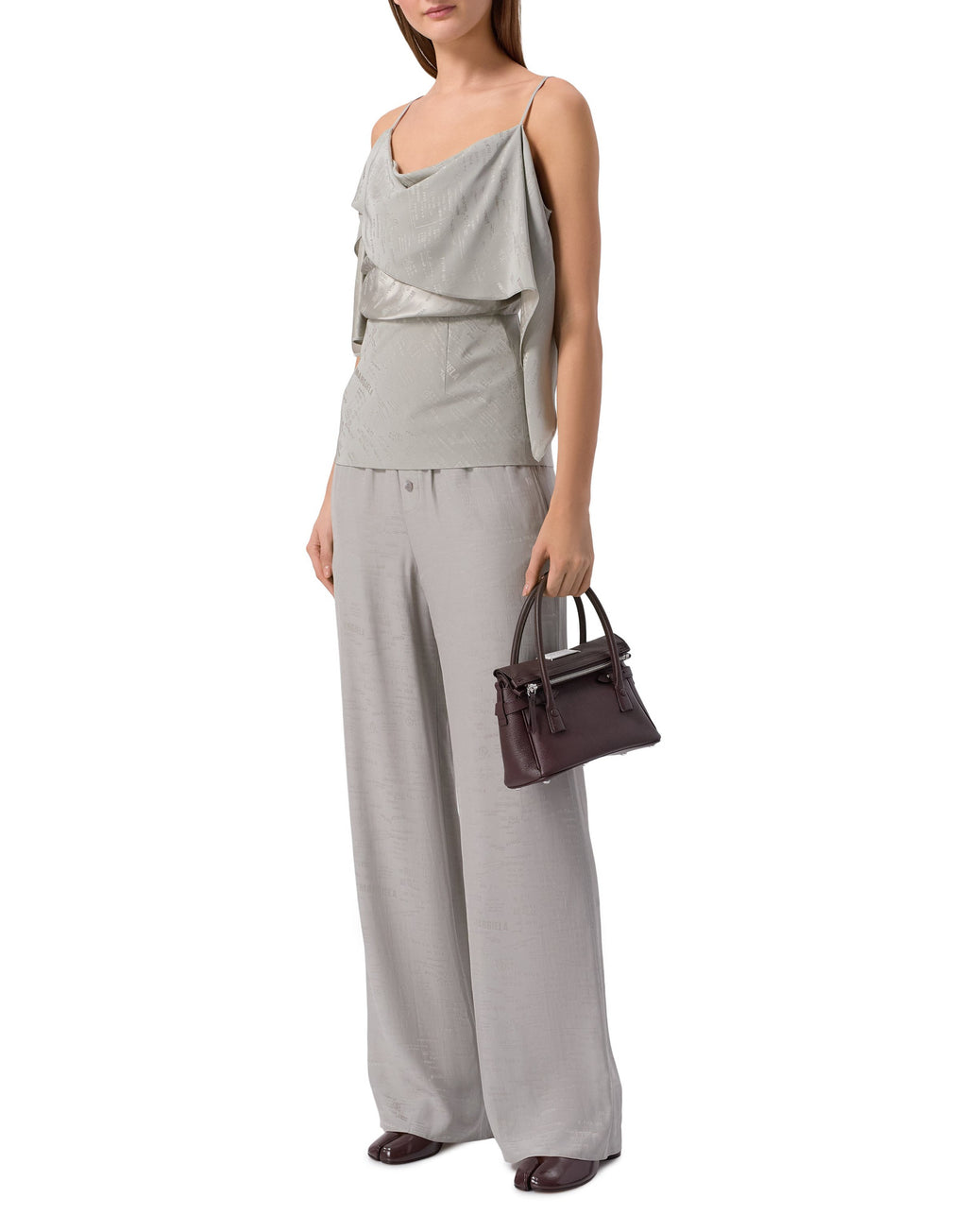 MM6 MAISON MARGIELA Top Jacquard Drappeggiato Grigio Salvia