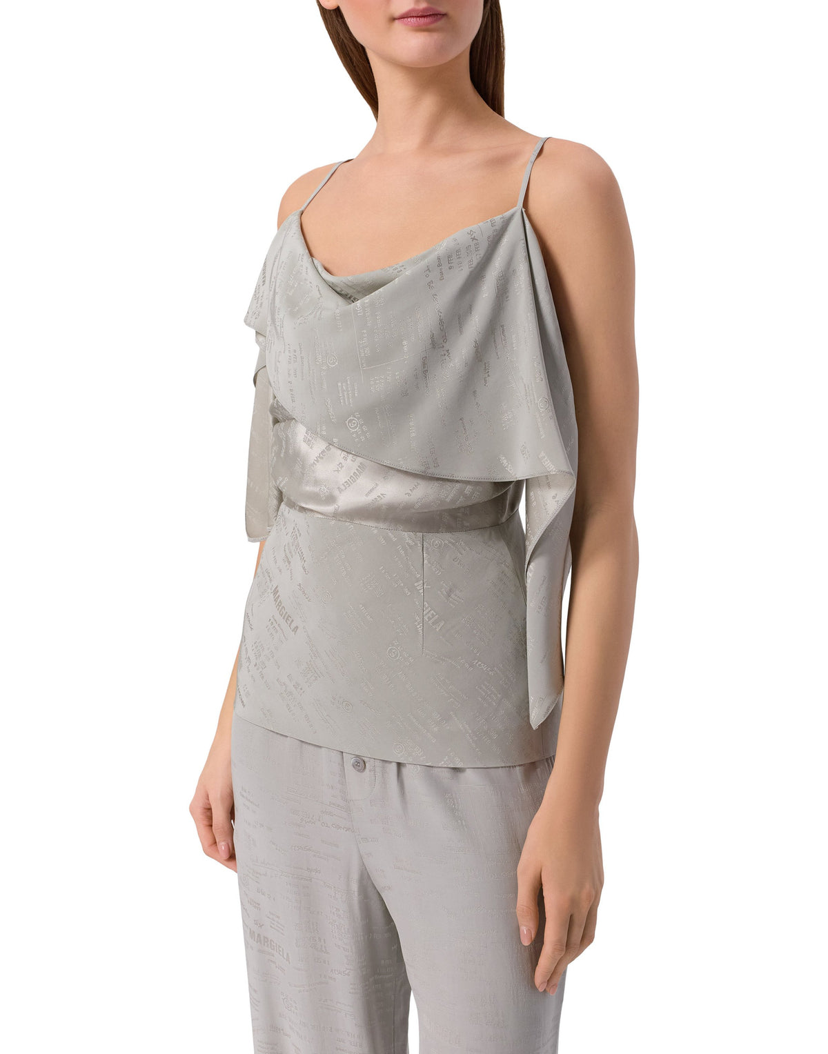 MM6 MAISON MARGIELA Top Jacquard Drappeggiato Grigio Salvia