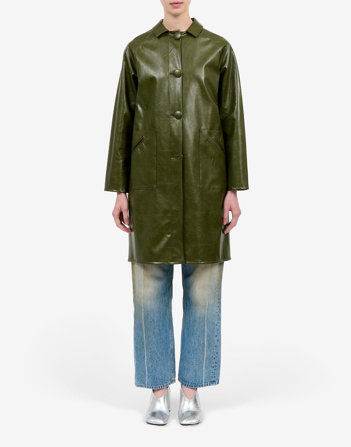 MM6 MAISON MARGIELA Cappotto in Eco Pelle Forest Green