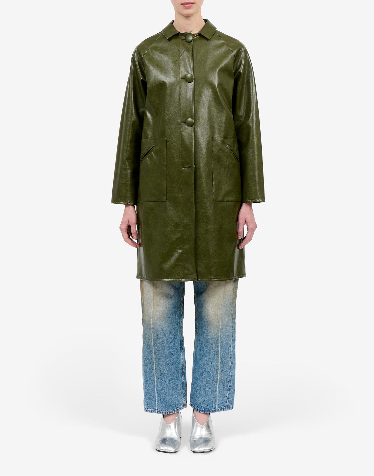MM6 MAISON MARGIELA Cappotto in Eco Pelle Forest Green