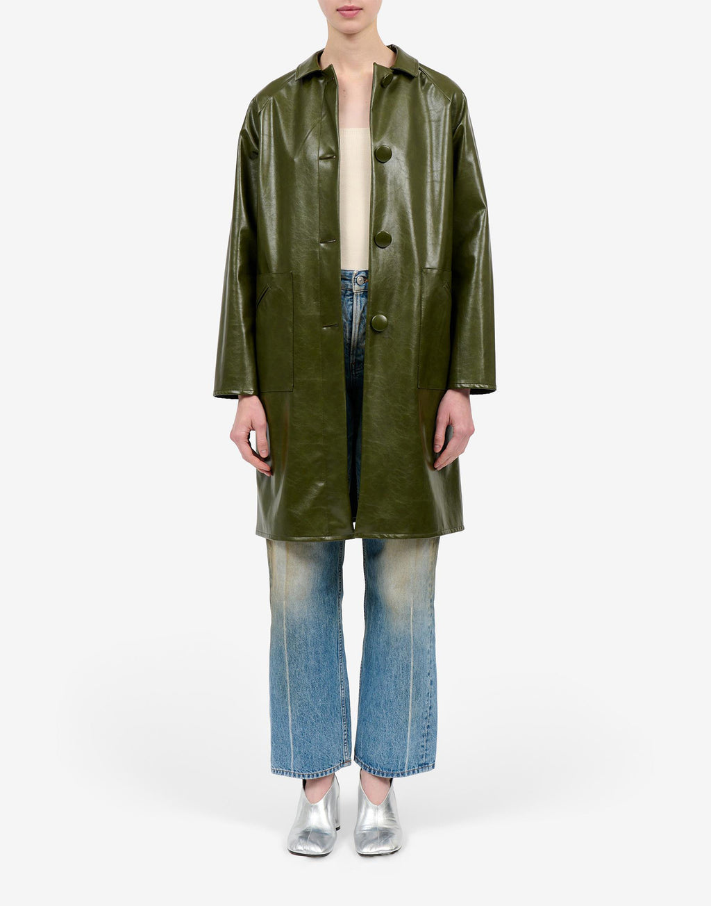 MM6 MAISON MARGIELA Cappotto in Eco Pelle Forest Green