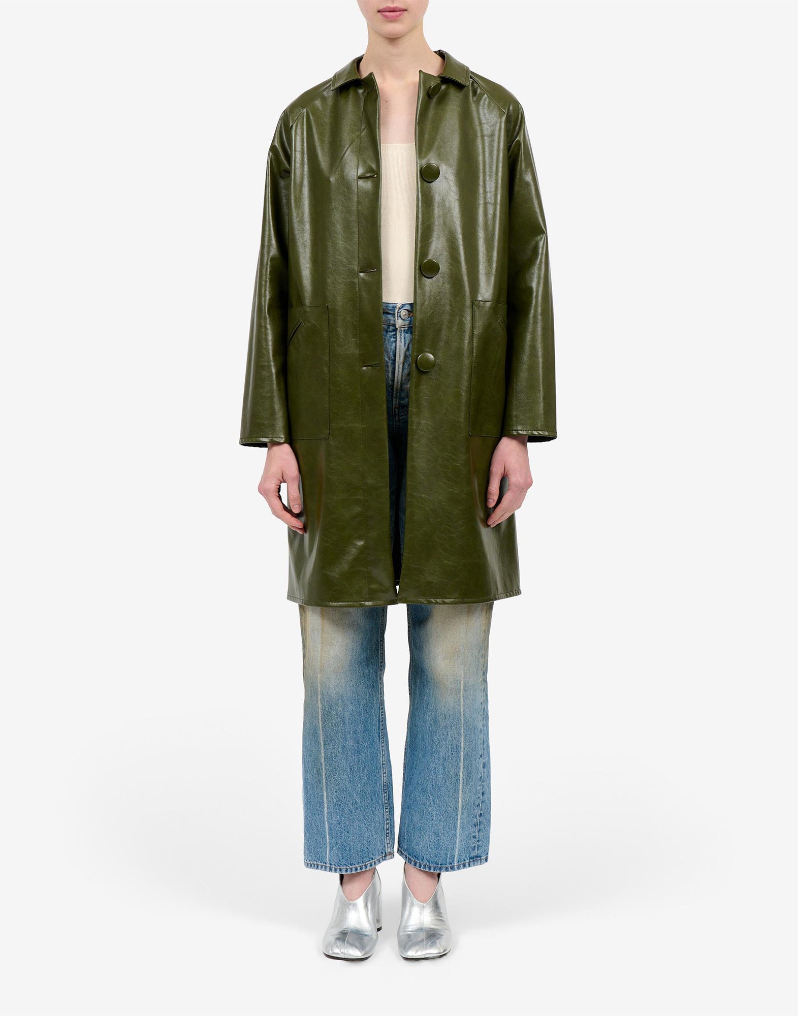 MM6 MAISON MARGIELA Cappotto in Eco Pelle Forest Green