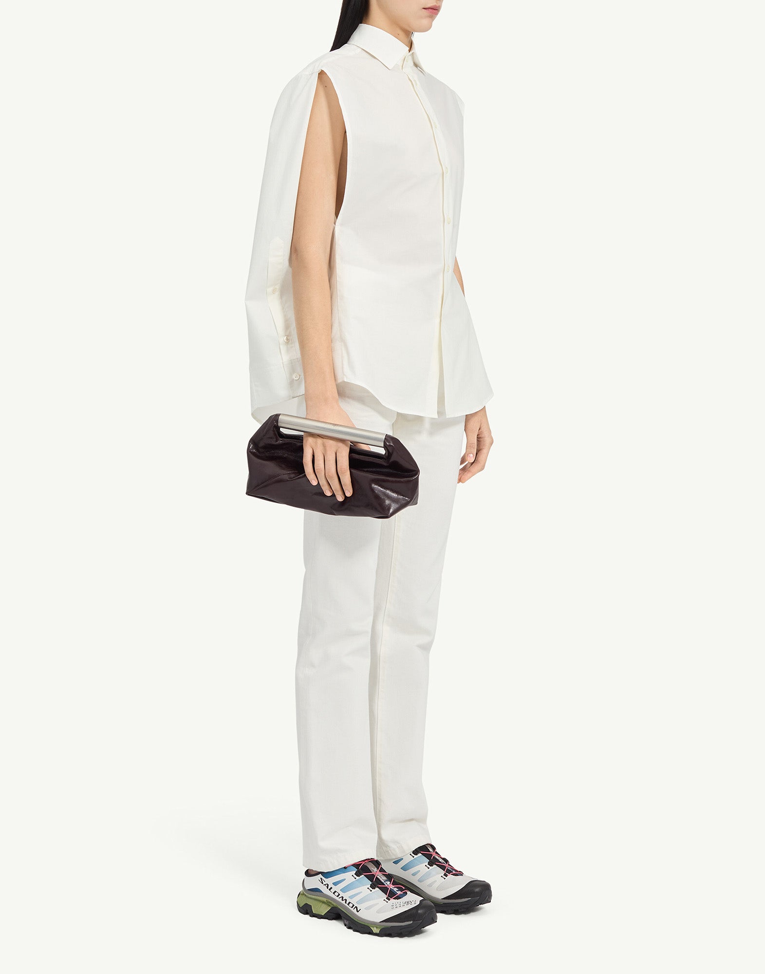 MM6 MAISON MARGIELA Camicia Smanicata in Popeline di Cotone Bianco