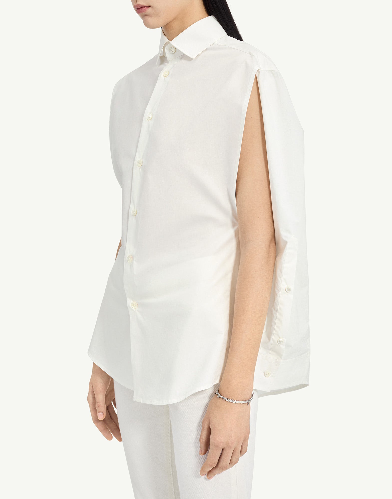 MM6 MAISON MARGIELA Camicia Smanicata in Popeline di Cotone Bianco