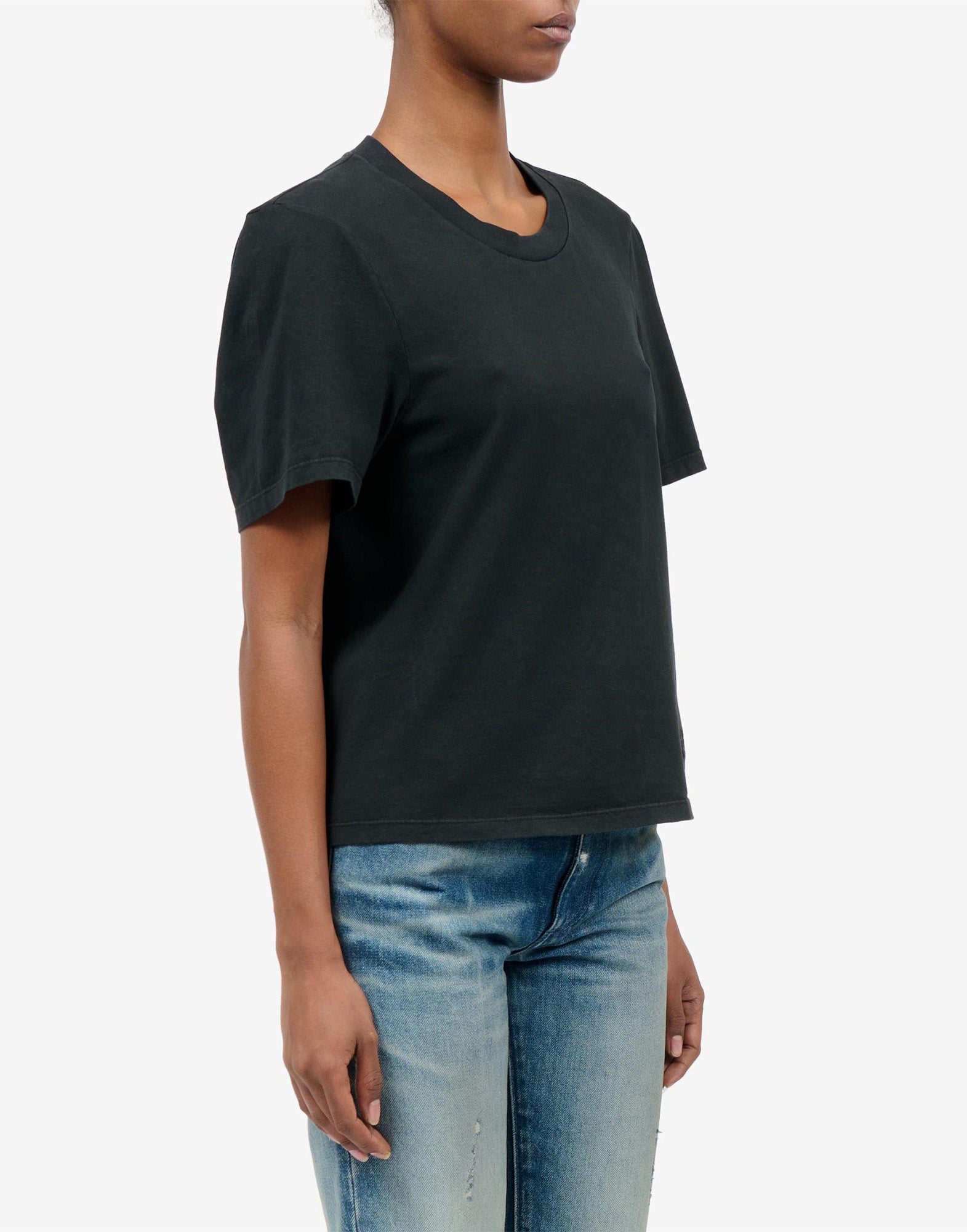 MM6 MAISON MARGIELA T-Shirt in Heavy Cotton Jersey con Logo Ricamato Nera