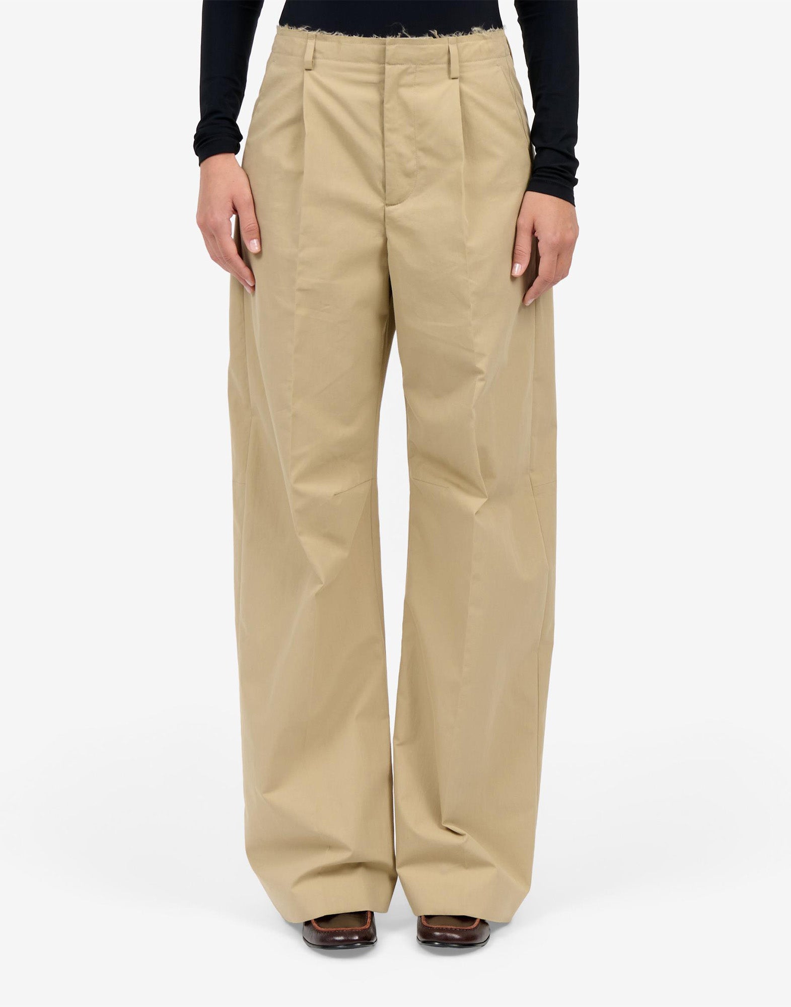 MM6 MAISON MARGIELA Pantaloni in Cotone Nylon a Gamba Ampia Beige
