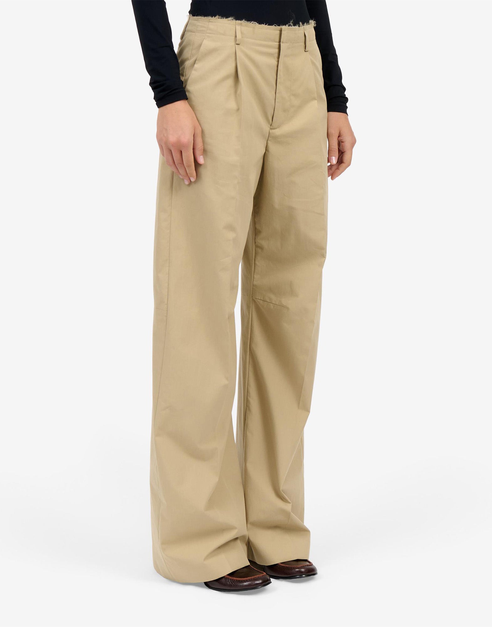 MM6 MAISON MARGIELA Pantaloni in Cotone Nylon a Gamba Ampia Beige