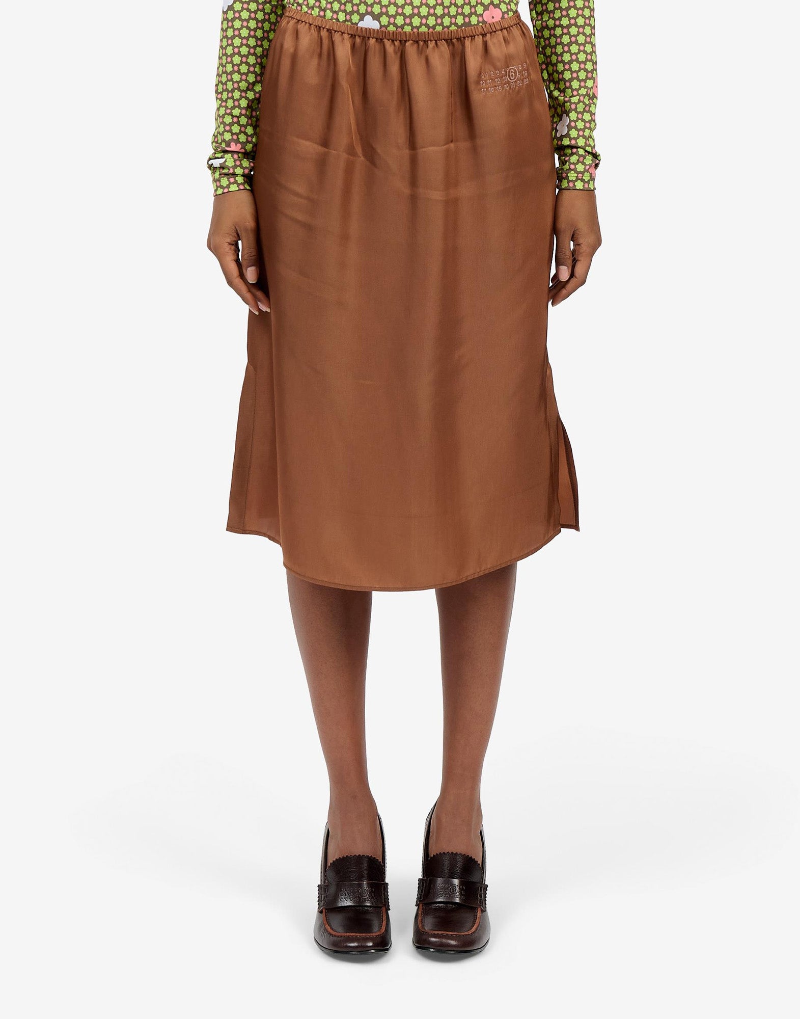 MM6 MAISON MARGIELA Gonna Midi Fluid Satin Light Brown