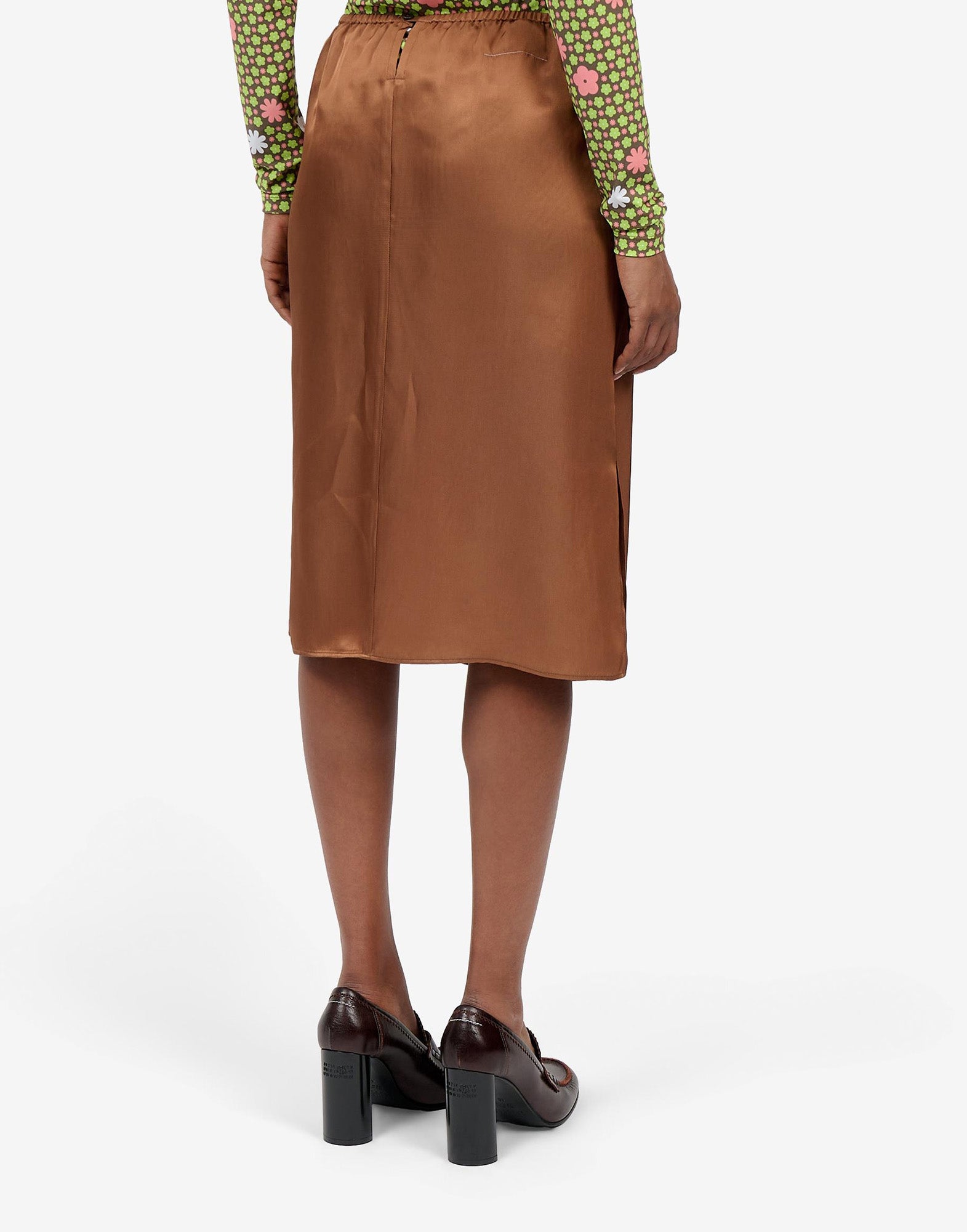 MM6 MAISON MARGIELA Gonna Midi Fluid Satin Light Brown
