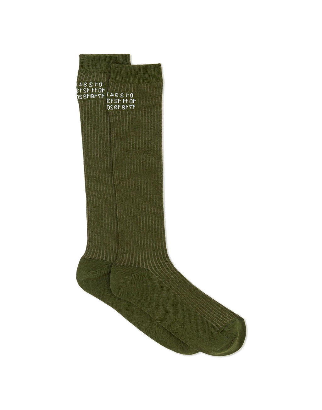 MM6 MAISON MARGIELA Calzini al Ginocchio a Costine con Logo Khaki