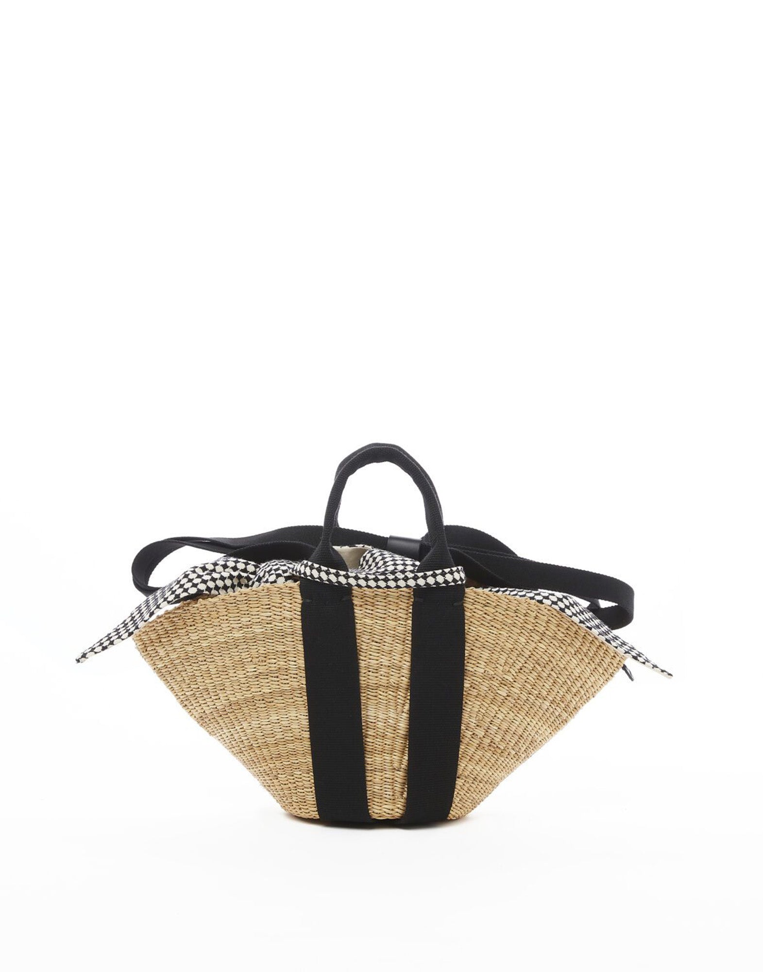 MUUN Borsa in Paglia Mini Sophie Delft con Pouch Interna Natural/Black