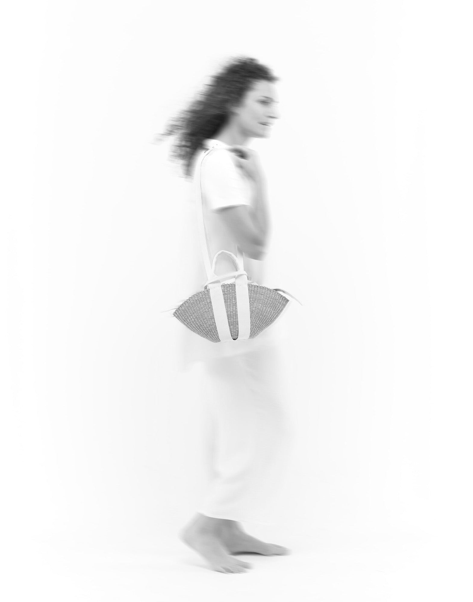 MUUN Borsa in Paglia Mini Sophie Delft con Pouch Interna Natural/Black