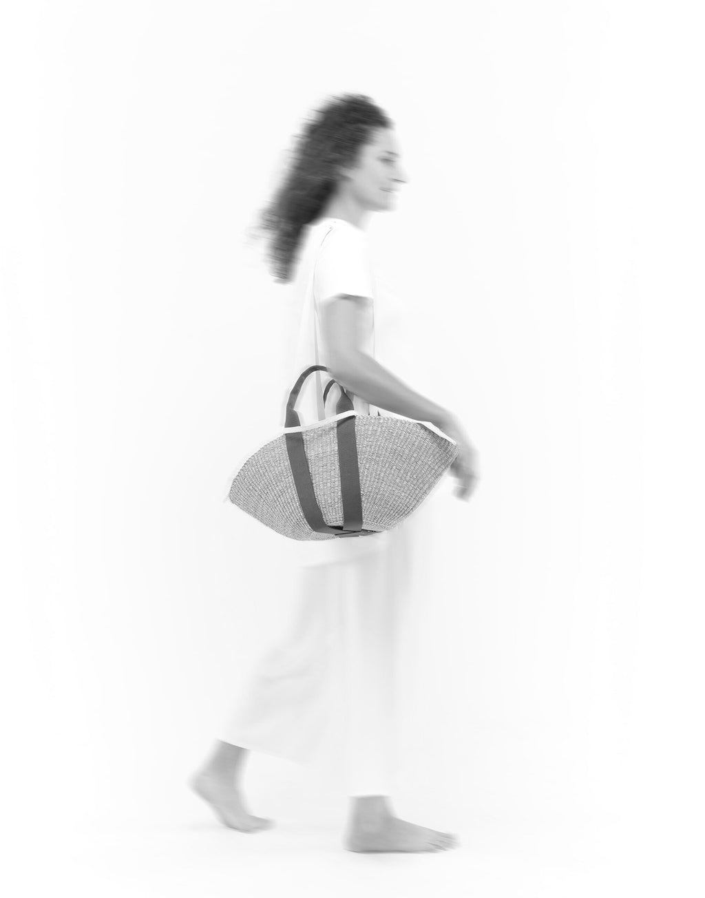 MUUN Borsa in Paglia Sophie Delft con Pouch Removibile Natural/Black