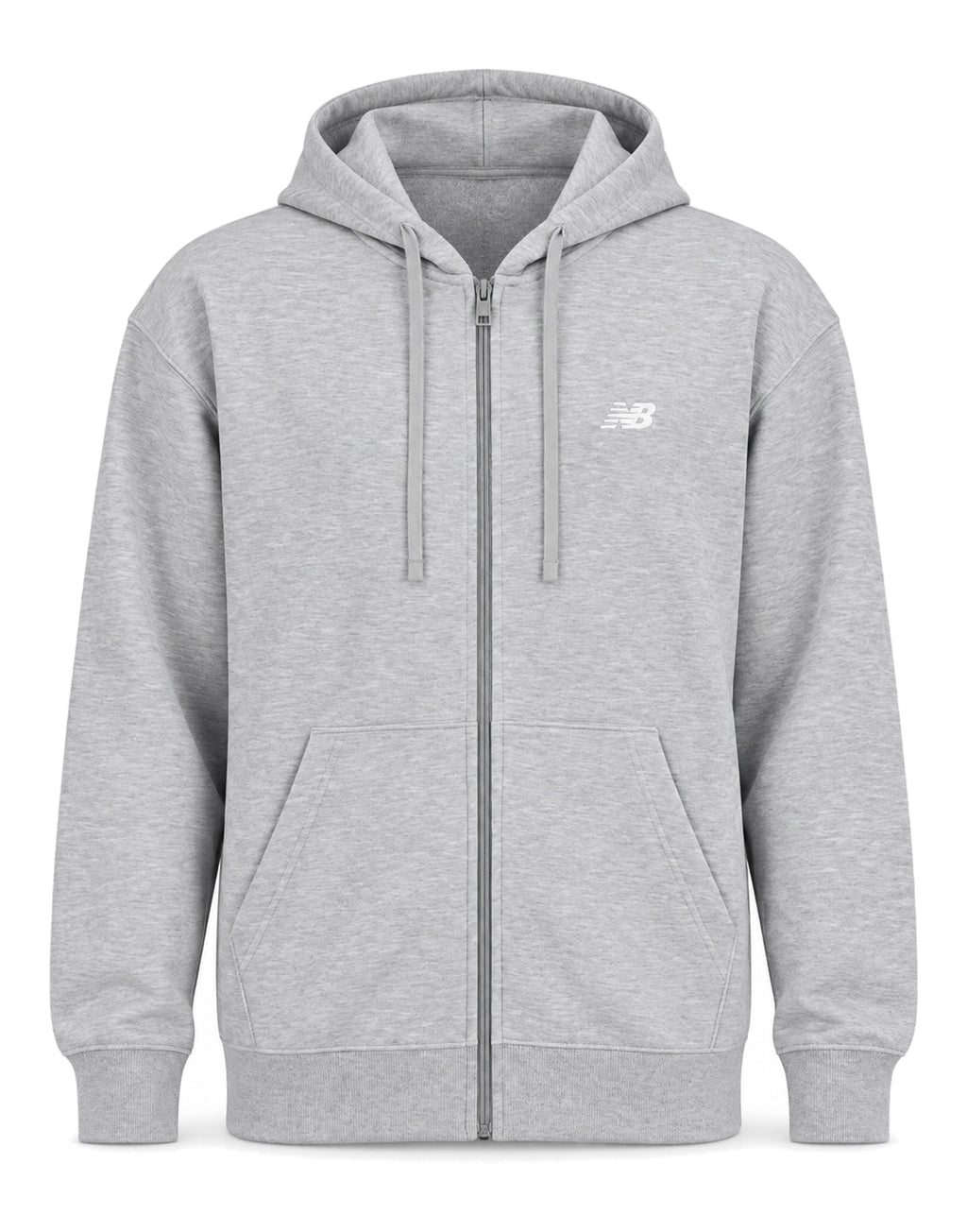 NEW BALANCE Felpa Sport Essentials con Cappuccio e Zip Grigio Mélange