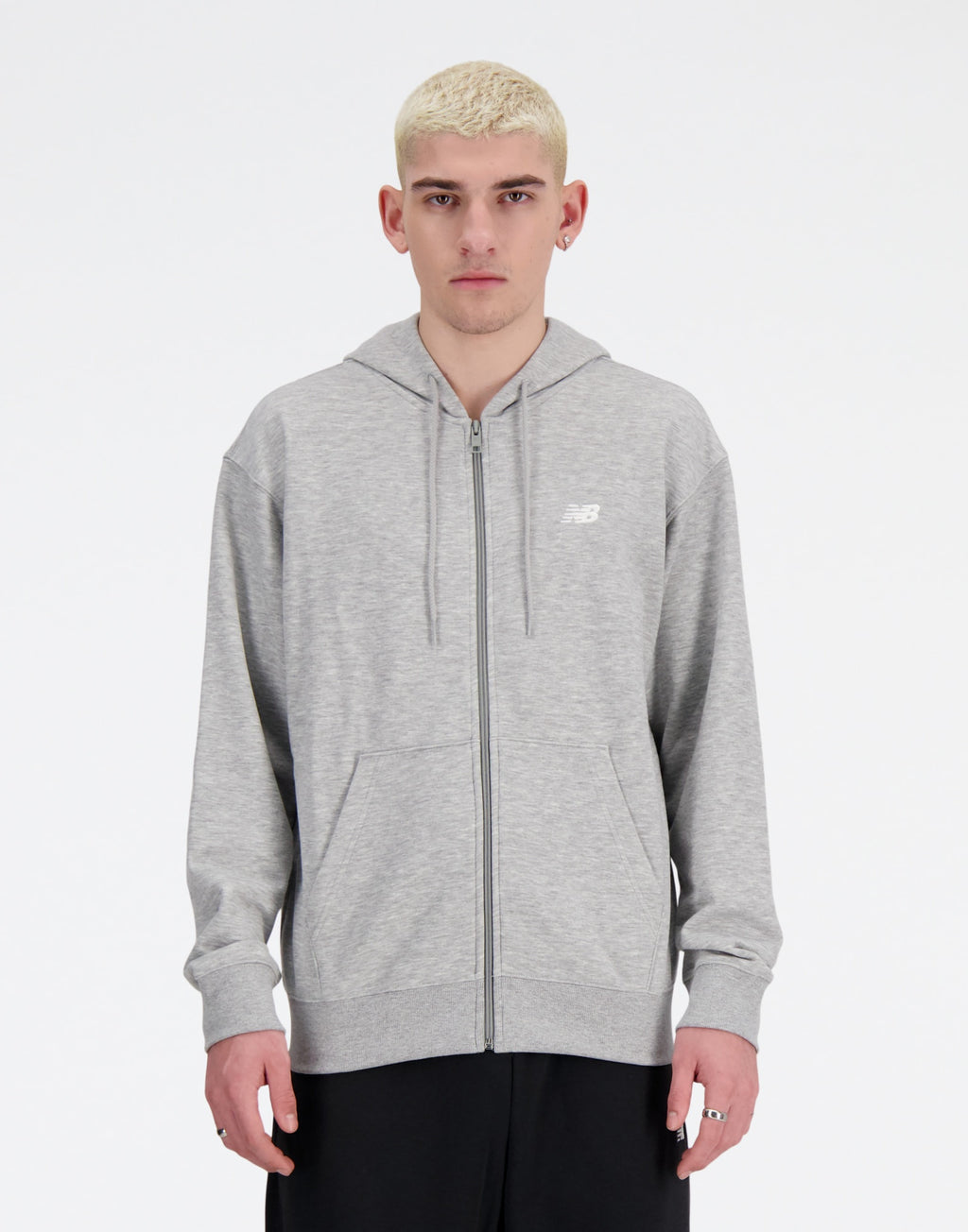 NEW BALANCE Felpa Sport Essentials con Cappuccio e Zip Grigio Mélange