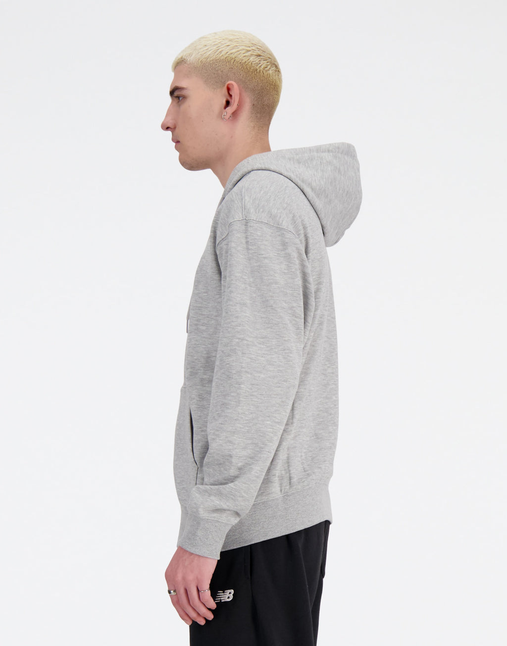 NEW BALANCE Felpa Sport Essentials con Cappuccio e Zip Grigio Mélange